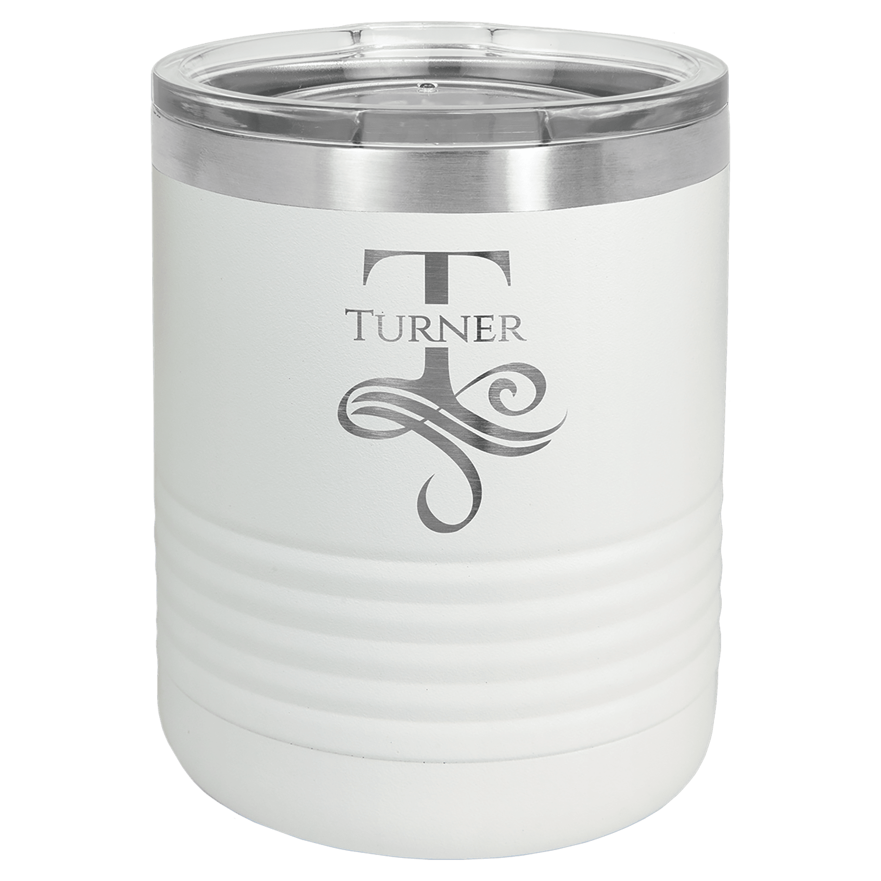 Polar Camel 10 oz. White Ringneck Tumbler w/Clear Lid