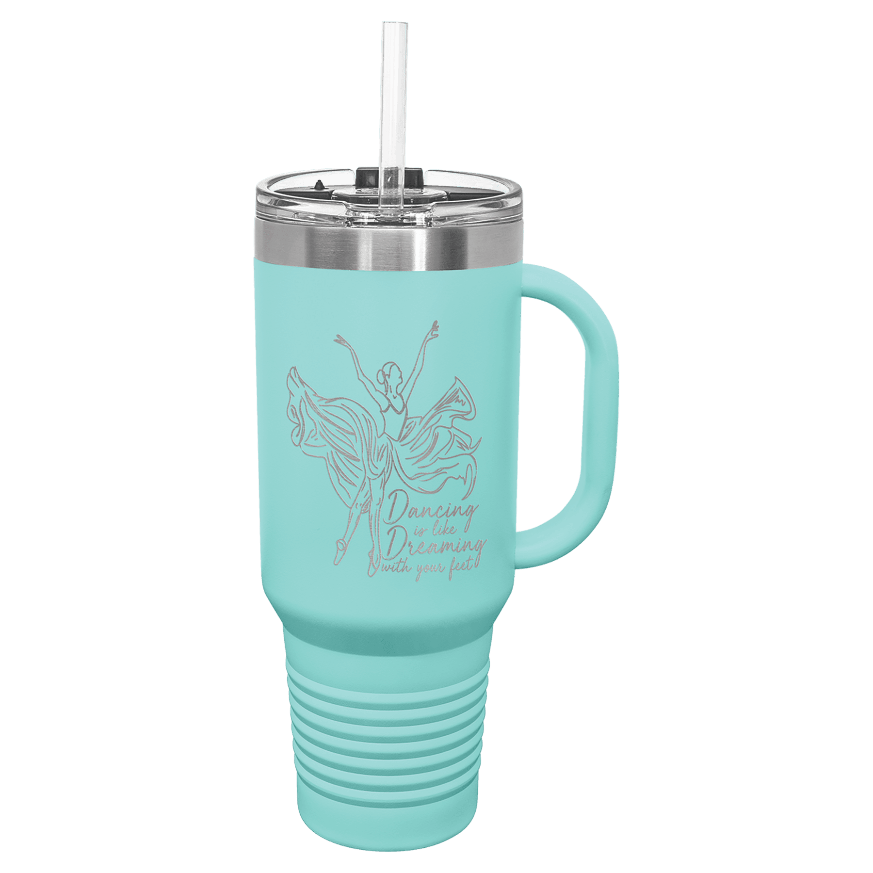 Polar Camel 40 oz. Teal Travel Mug w/Handle, Straw Included