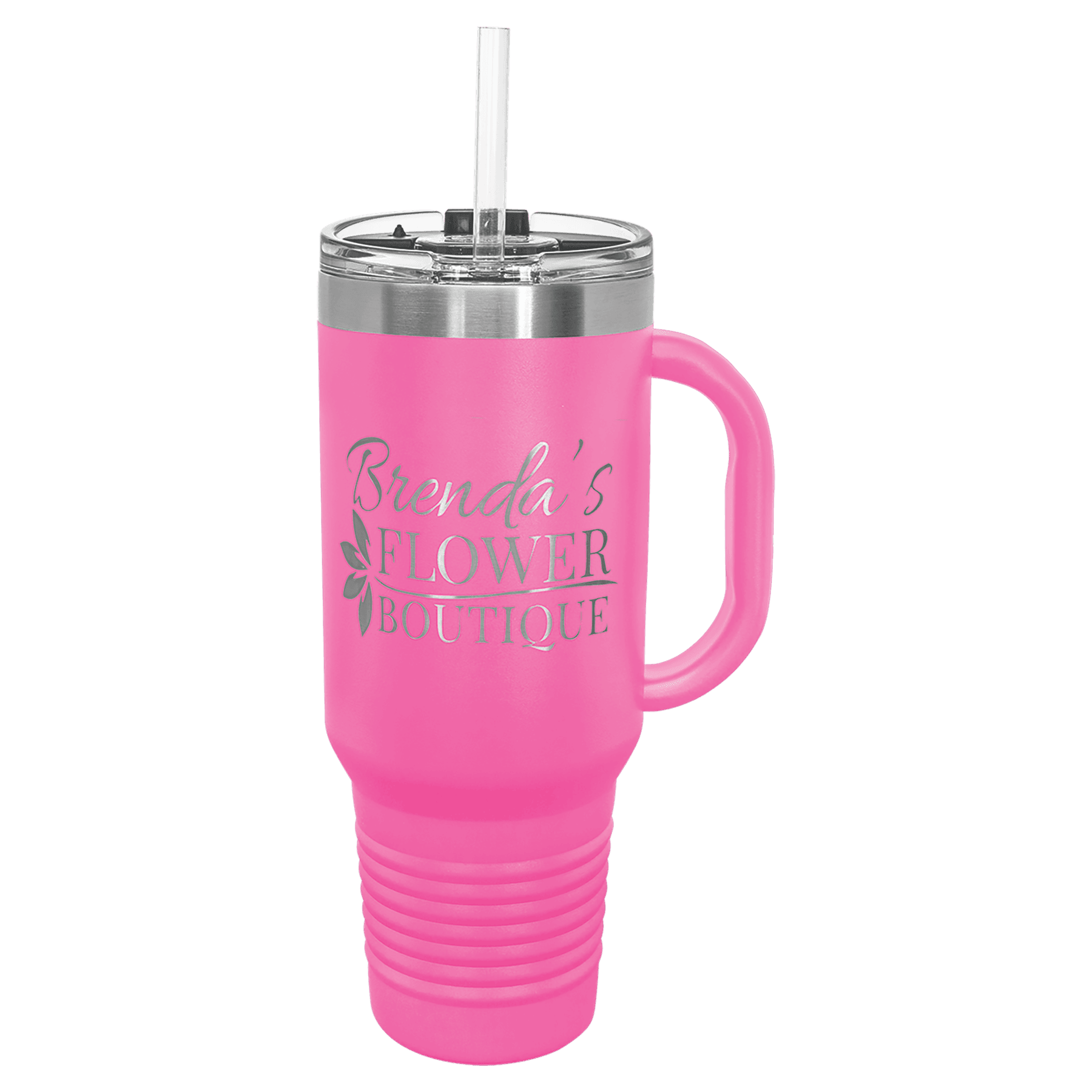 Polar Camel 40 oz. Pink Travel Mug w/Handle, Straw Included