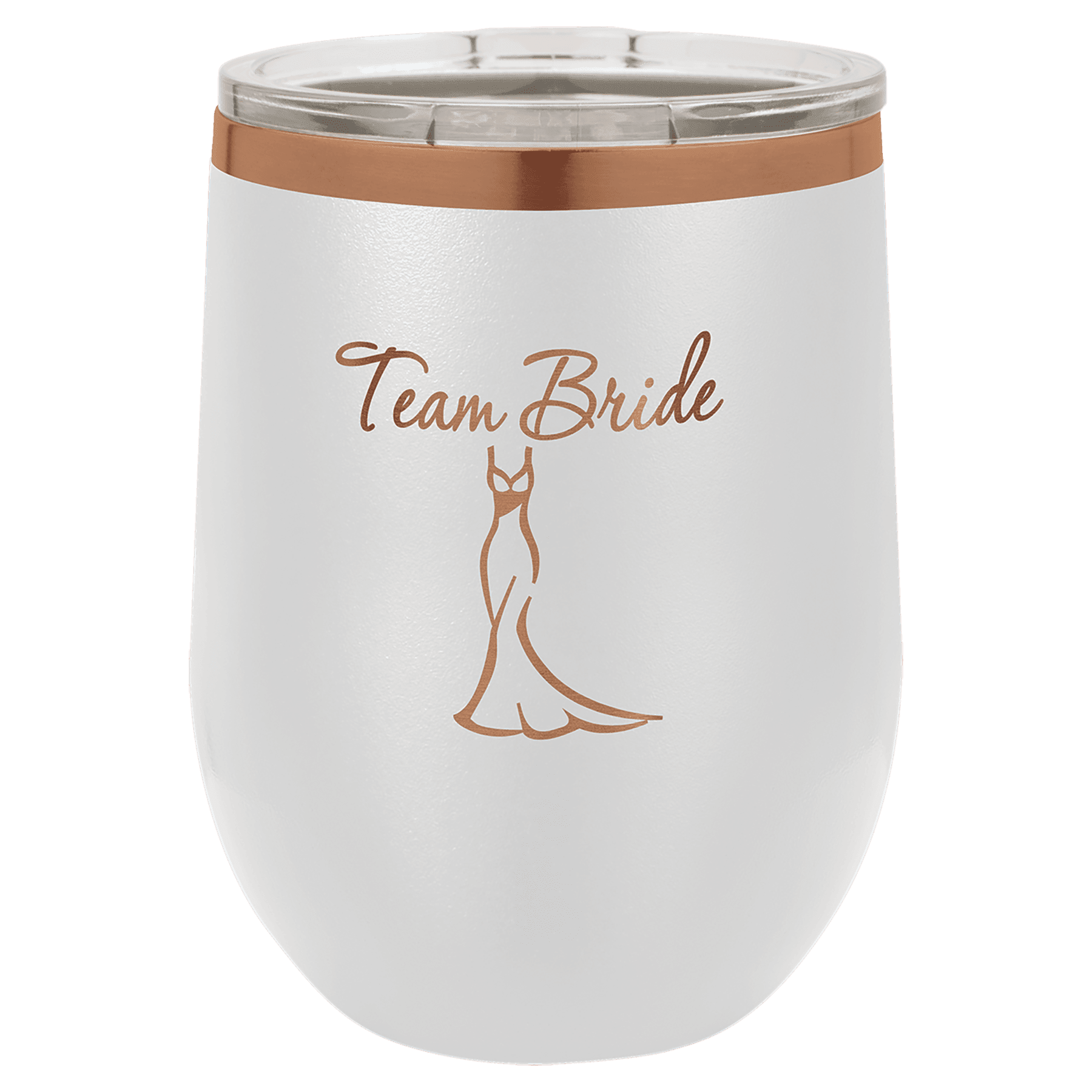 PC  12 oz. White/Rose Gold ION-Plated Stemless Wine Tumbler