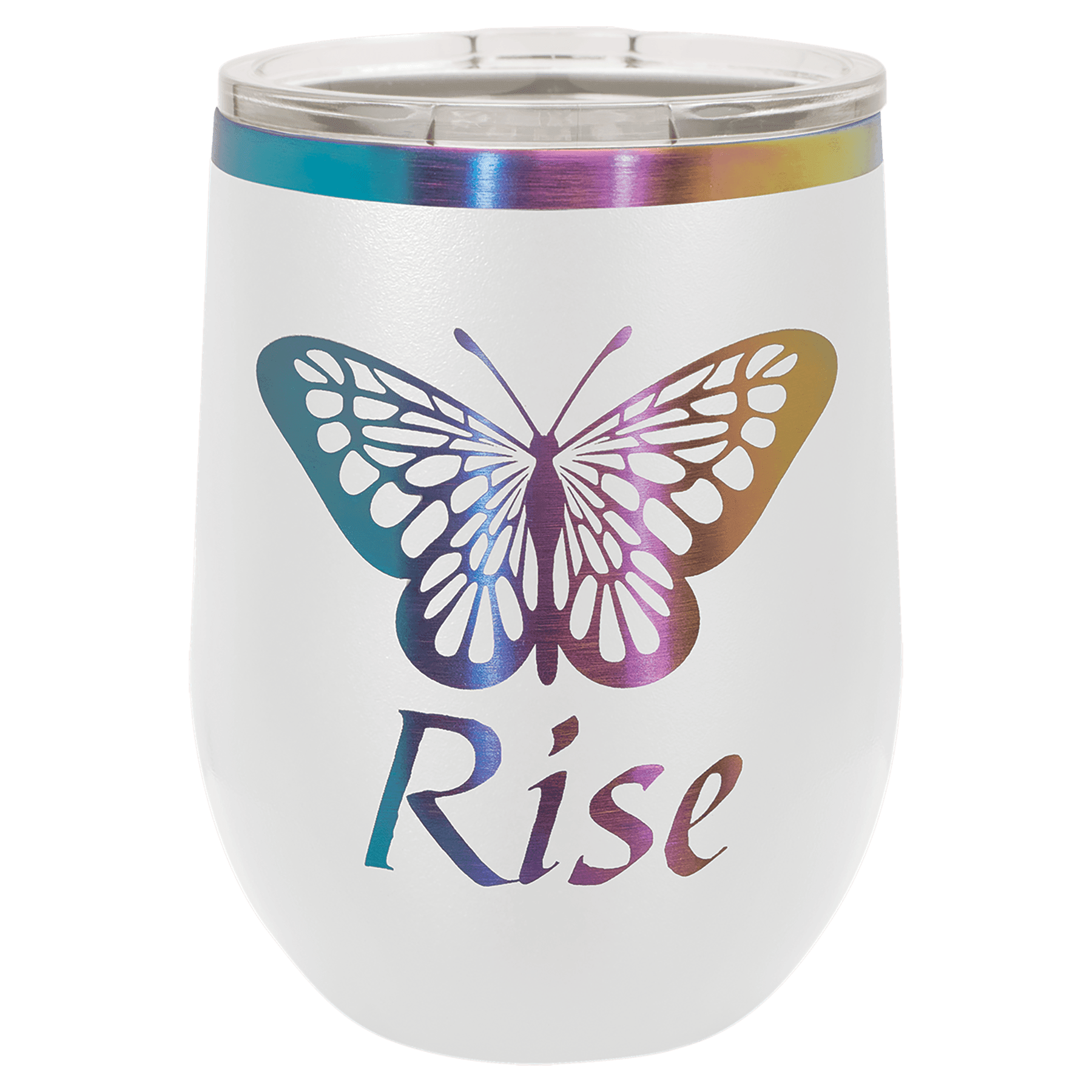 PC  12 oz. White/Prism ION-Plated Stemless Wine Tumbler