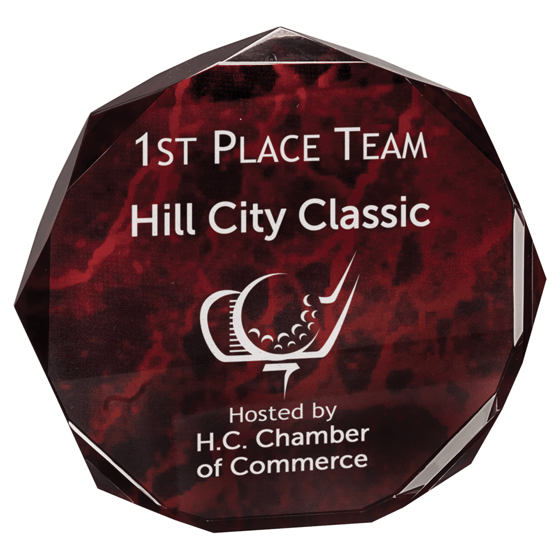 7" Red Marble Octagon Acrylic Award