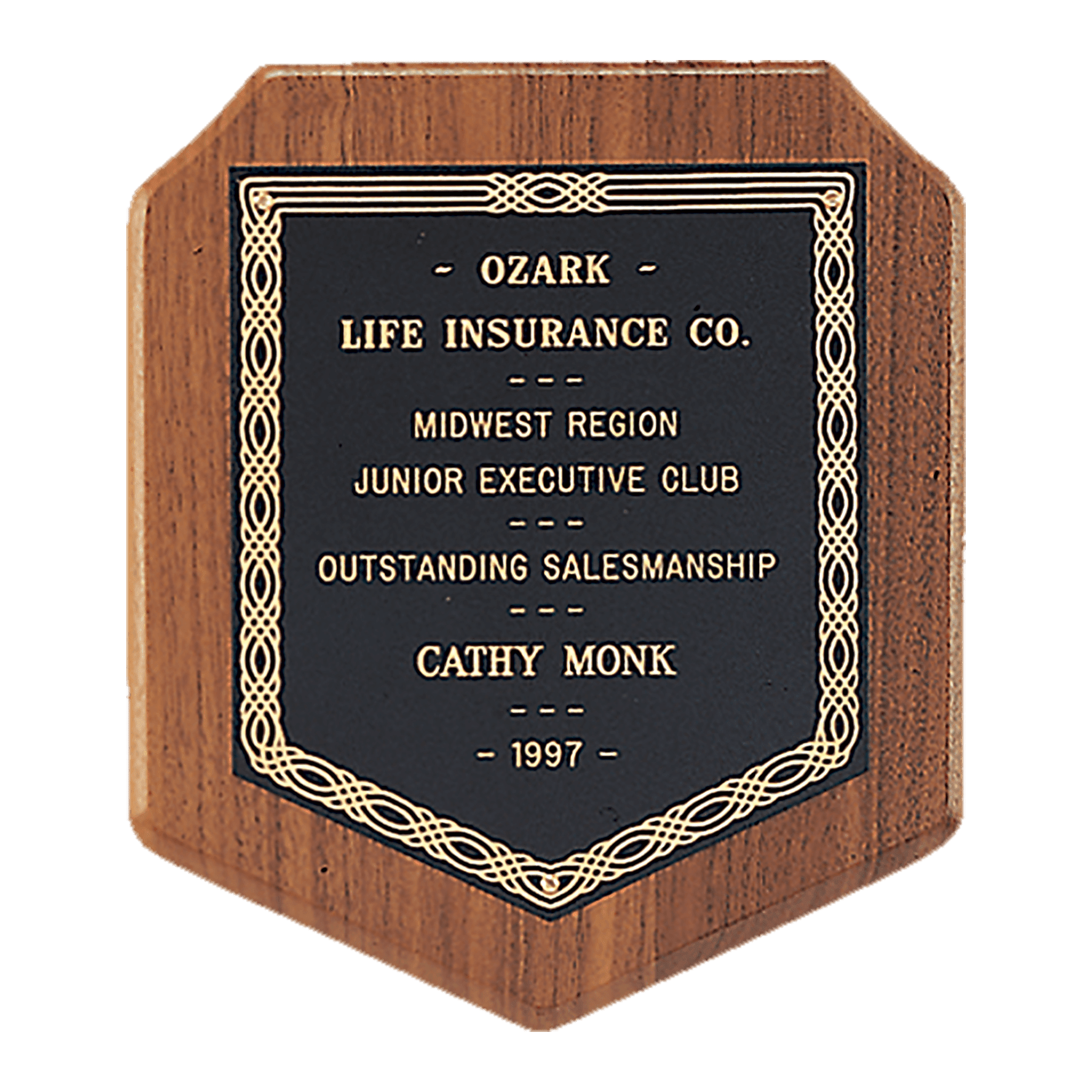 Black Gold Border Plate on an American Walnut Plaque