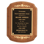 Walnut Rounded, Scalloped Corner Plaque w/Gold Scrolls