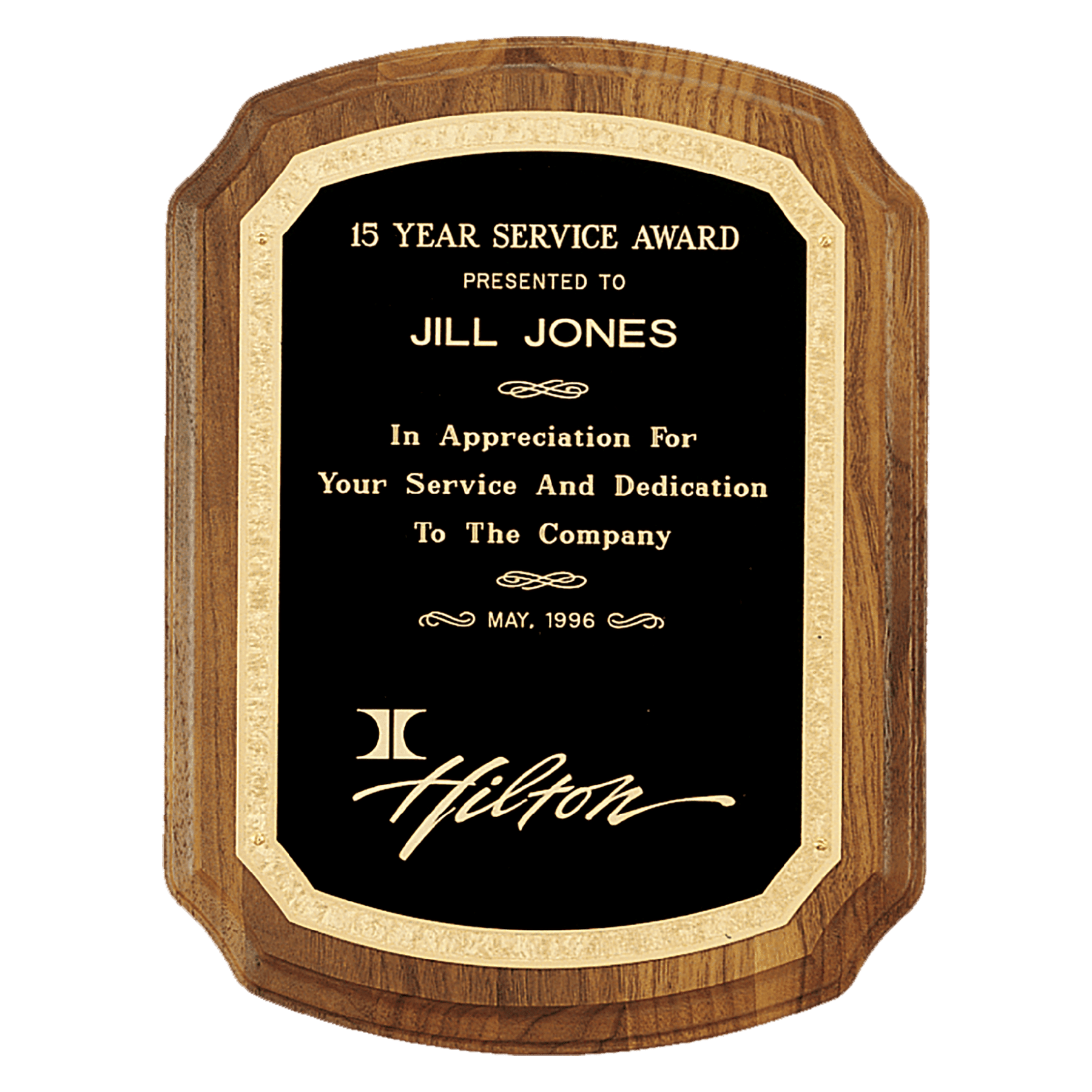 American Walnut Plaque w/Gold Border Design Plate