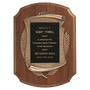 American Walnut Notch Corner Plaque w/Antique Bronze Scroll