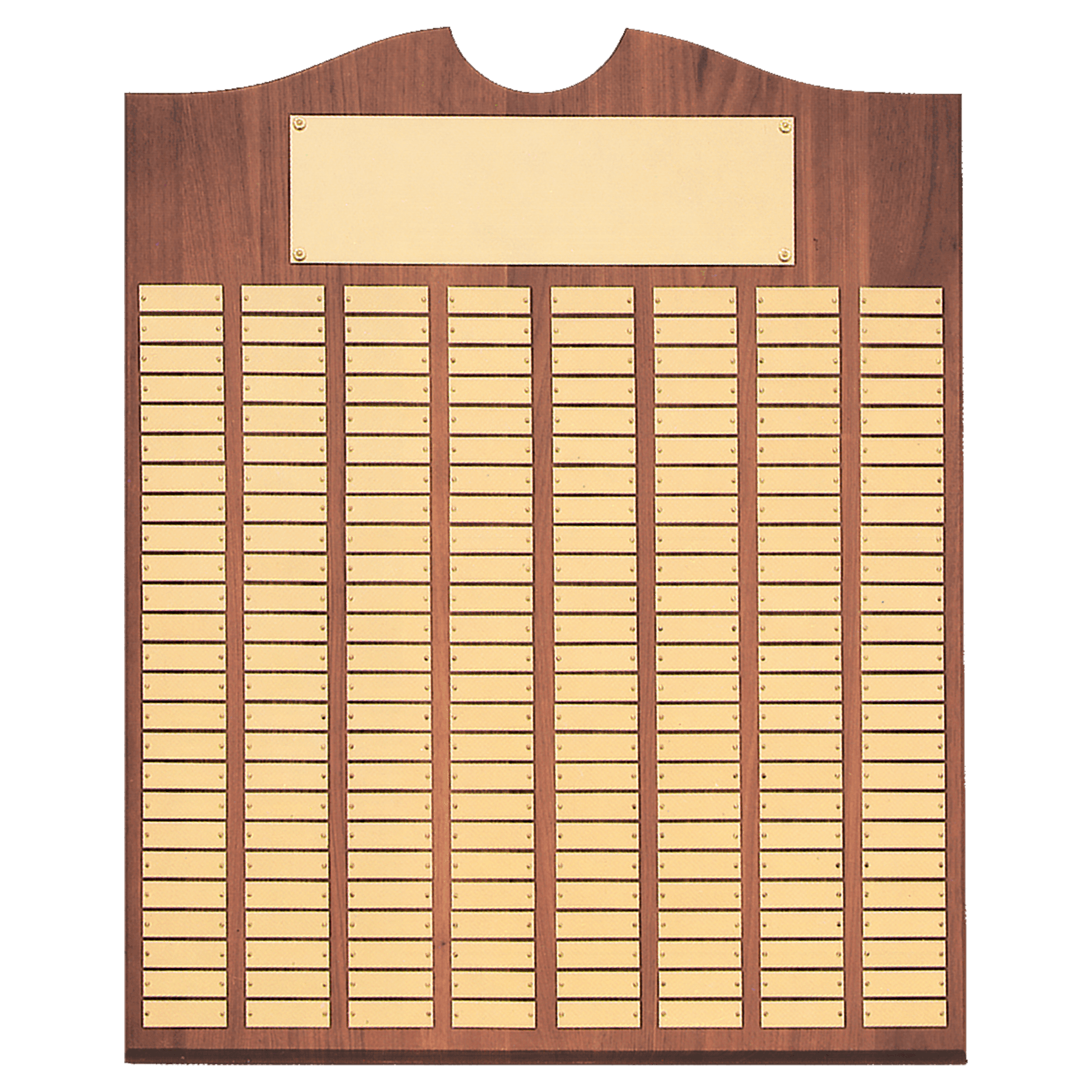 American Walnut 80 Plate Perpetual Plaque w/Brass Plates