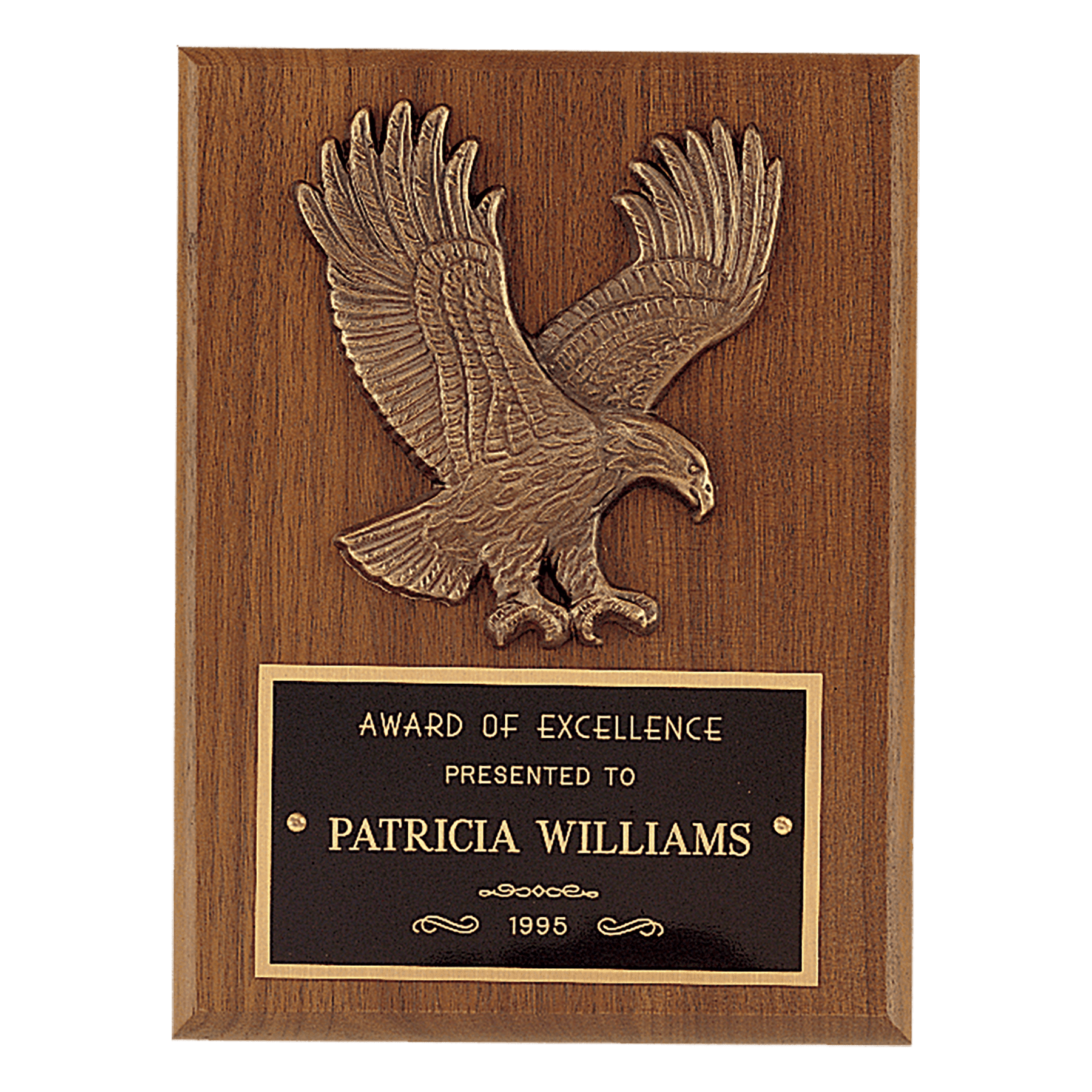 Solid American Walnut Plaque w/Sculpted Relief Eagle Casting