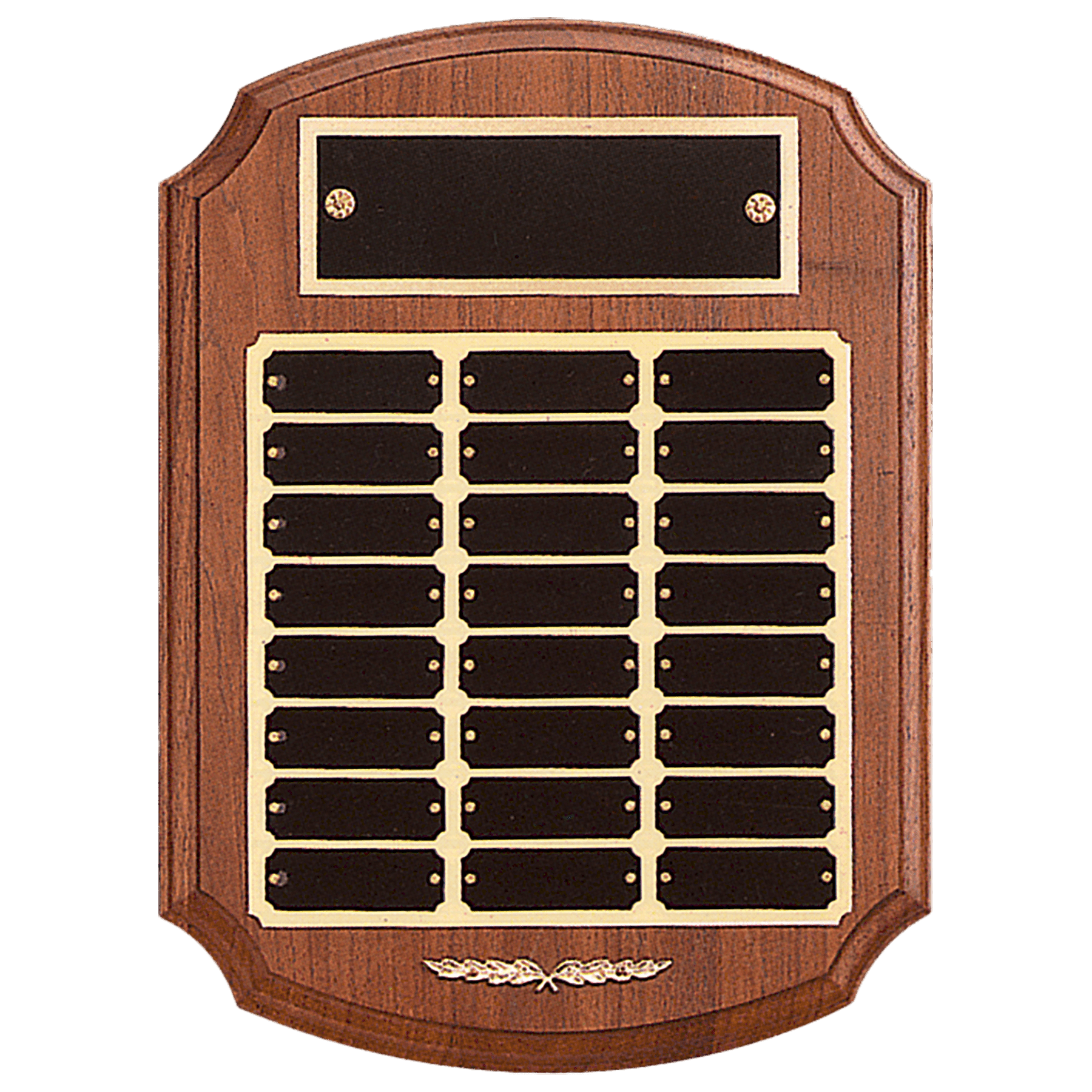 American Walnut 24 Plate Perpetual Plaque w/Gold Trim