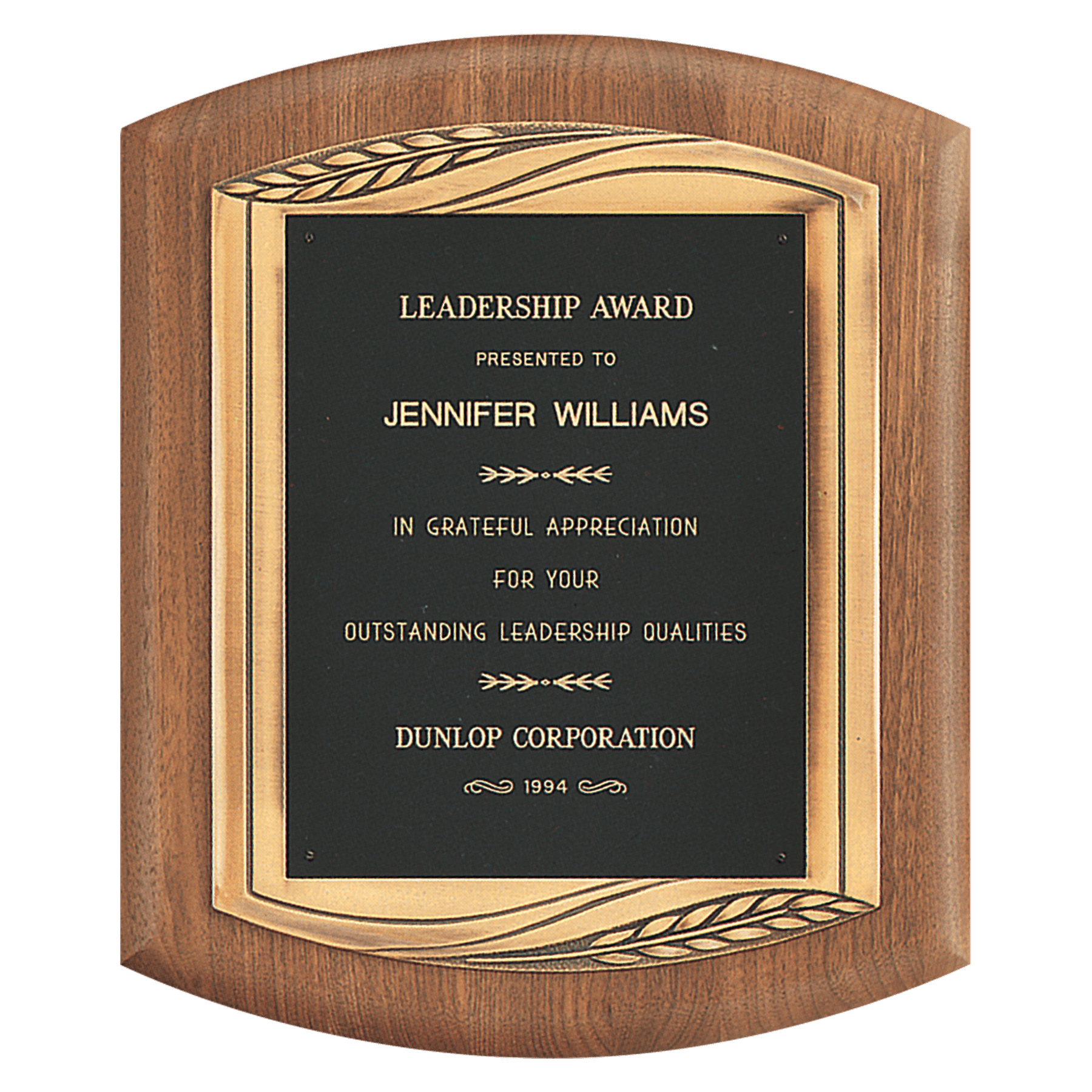 American Walnut Plaque w/Antique Bronze Finish Frame Casting