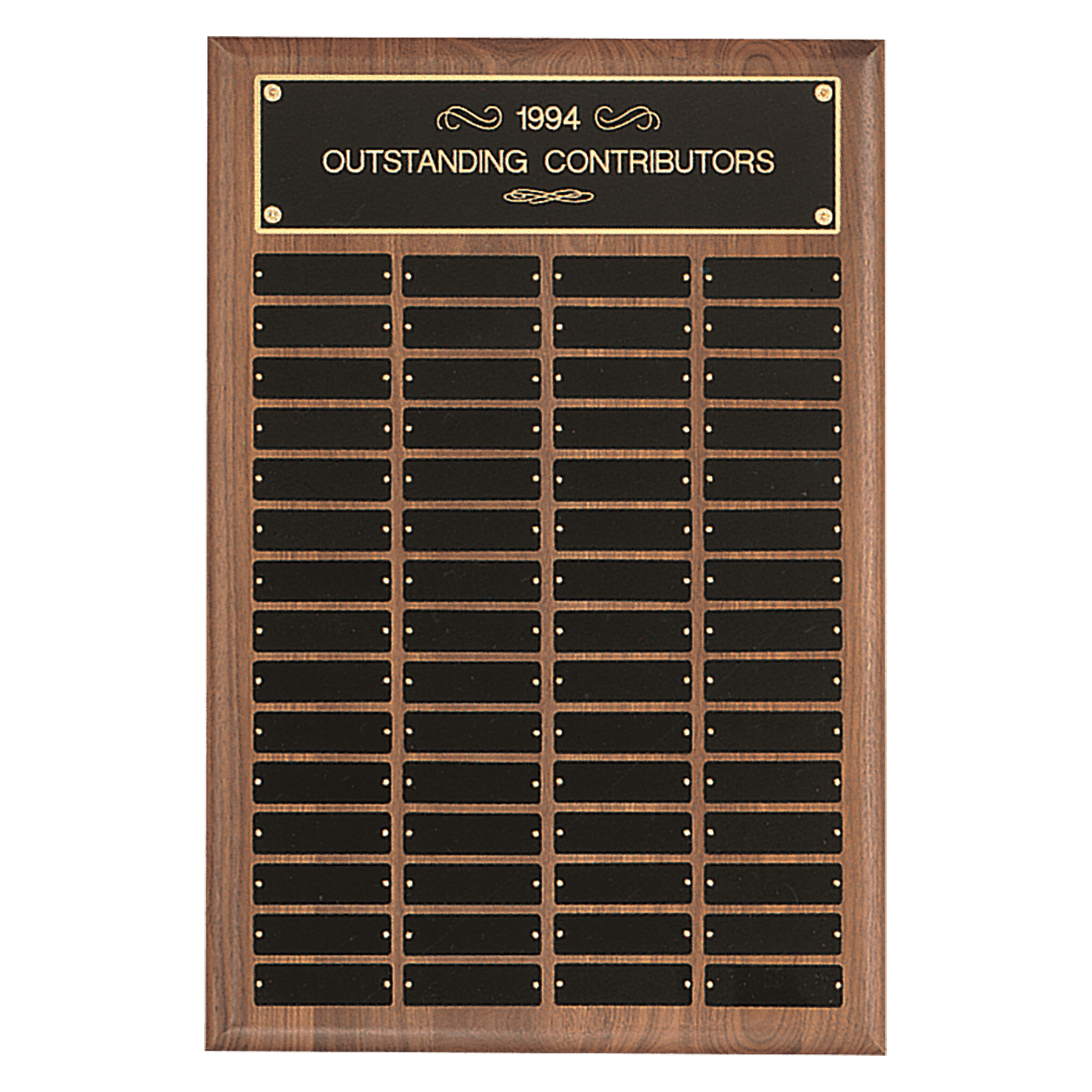 American Walnut 60 Plate Perpetual Plaque w/Brass Plates