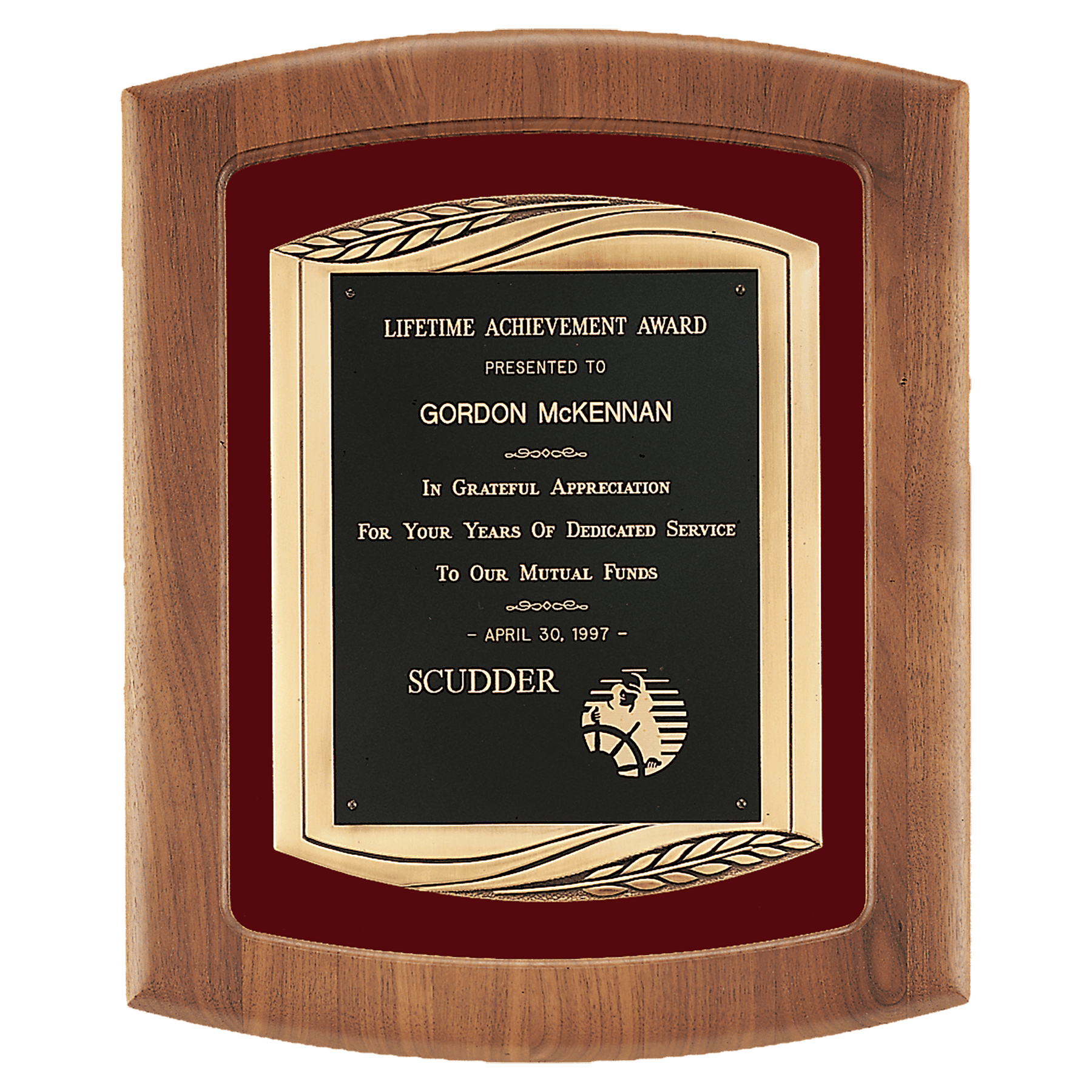American Walnut Frame w/Maroon Velour Background and Frame