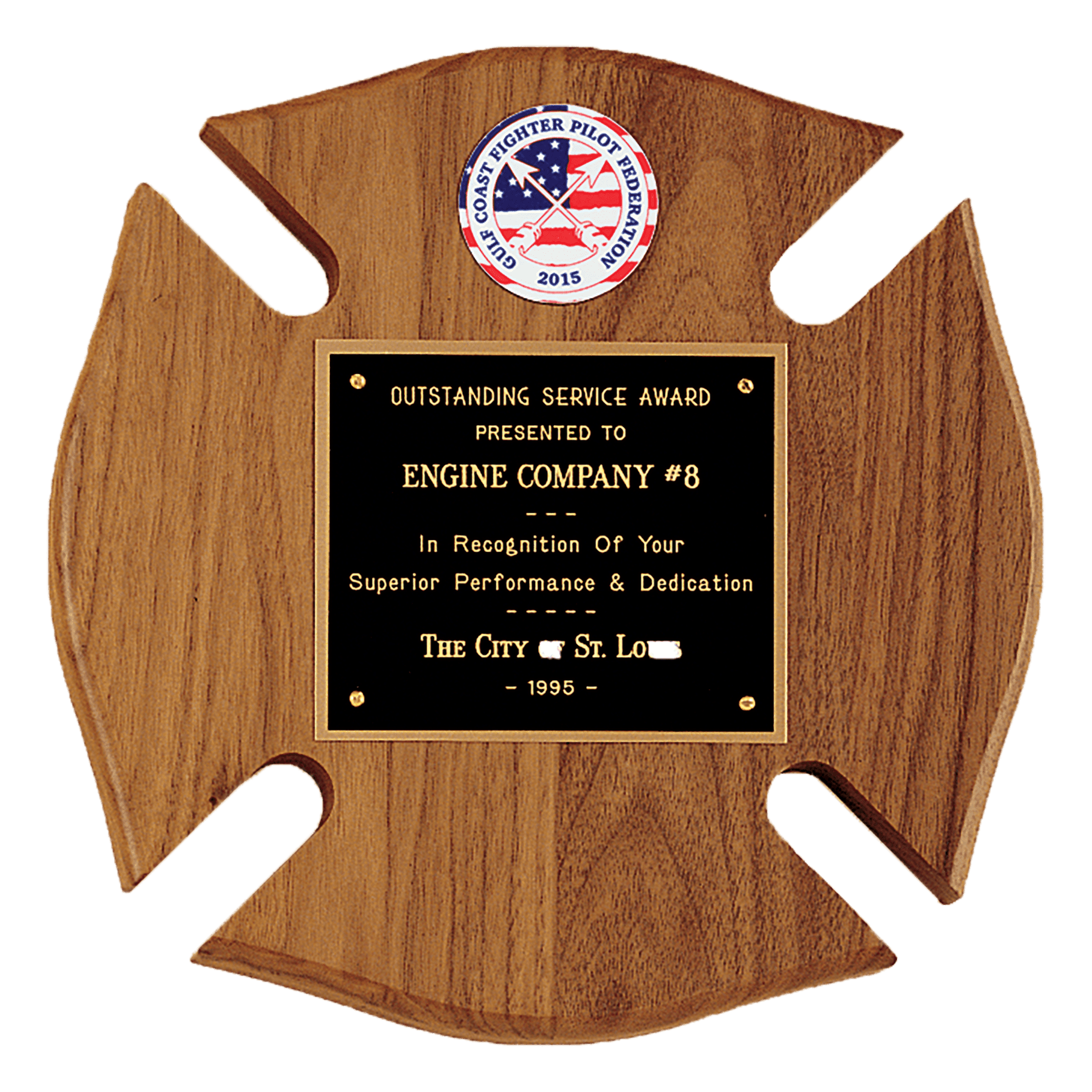 American Walnut Maltese Cross Plaque and 2" Insert