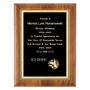American Walnut Plaque w/Gold Border Textured Black Plate