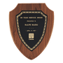 Black Gold Border Plate on American Walnut Shield Plaque