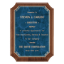 American Walnut Plaque w/Gold Border Sapphire Marble Plate