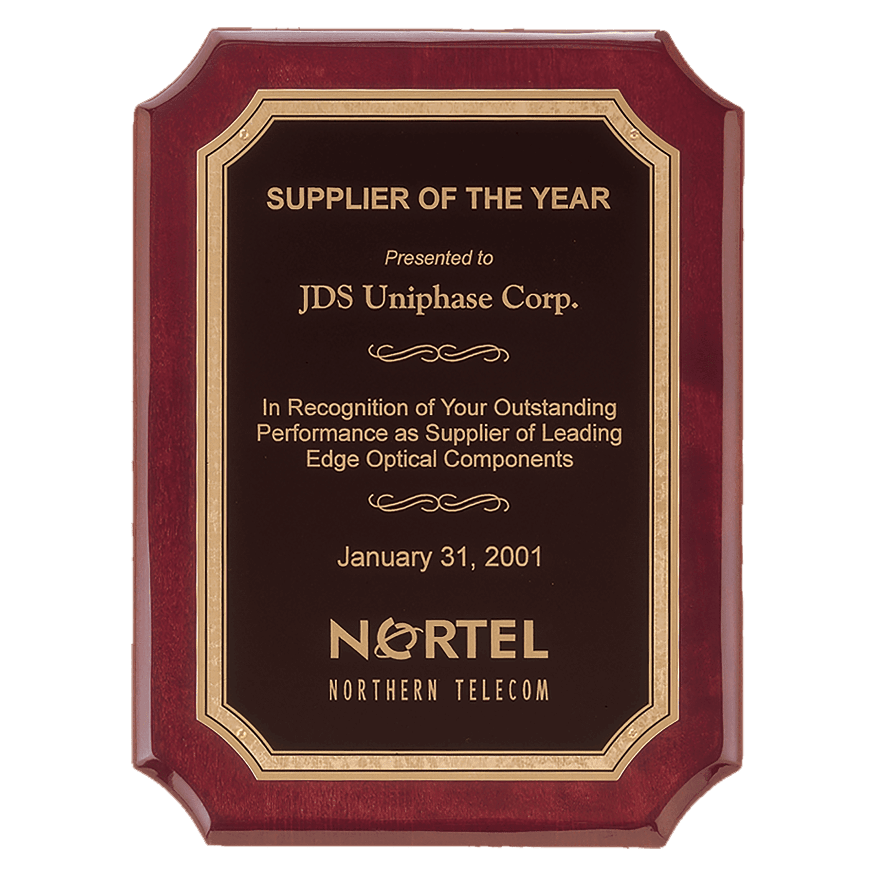 Rosewood Piano Finish Plaque w/Gold Border Black Plate