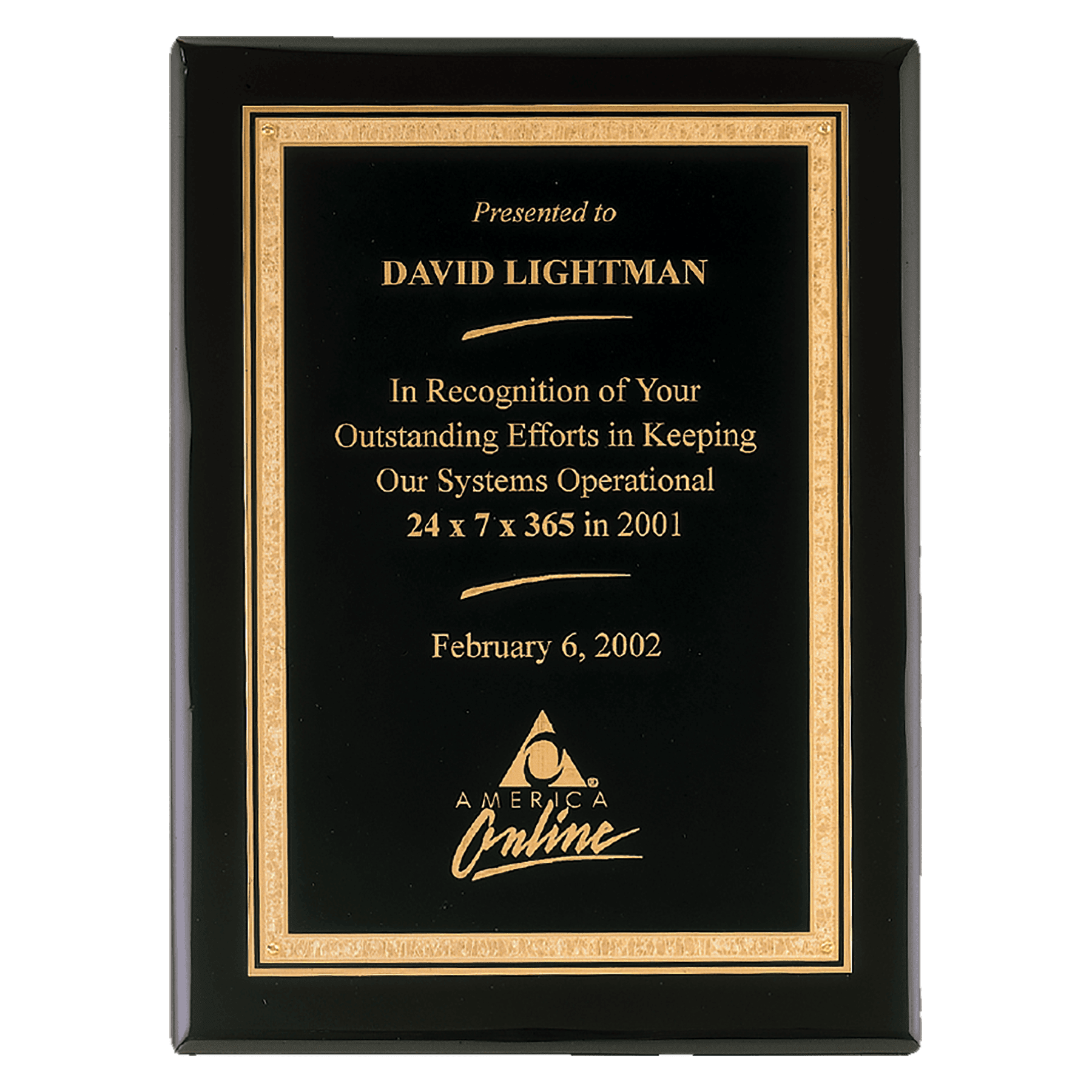 Premium Black Piano Finish Plaque w/Gold Border Plate