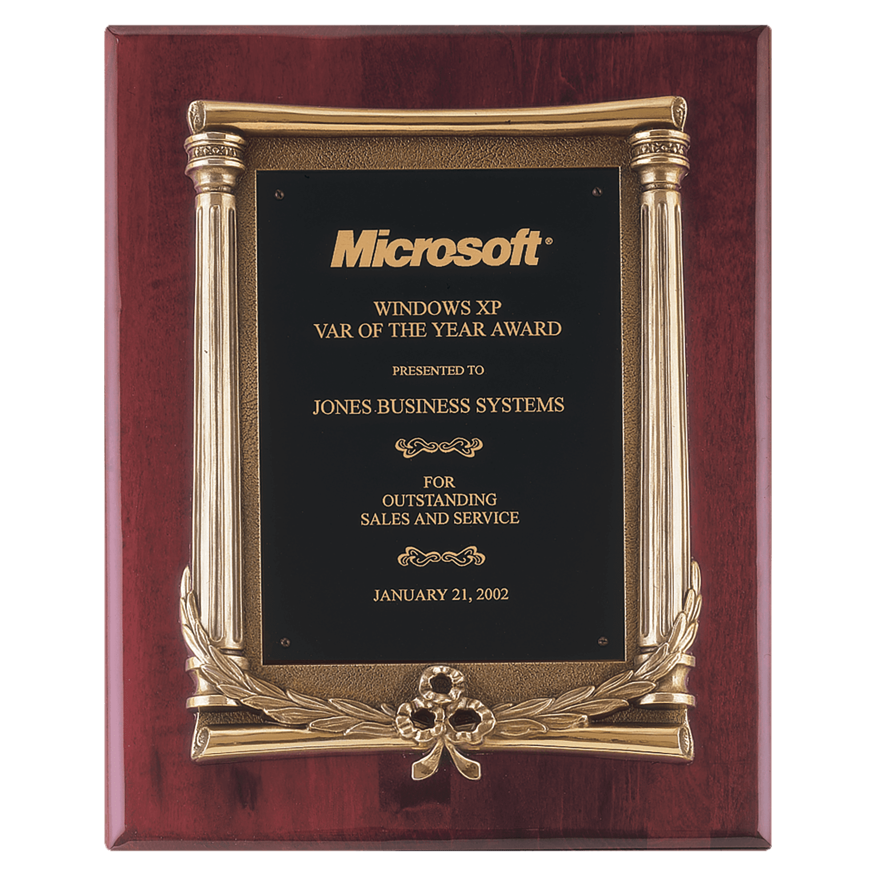 Rosewood Piano Finish Plaque, Antique Bronze Frame Casting