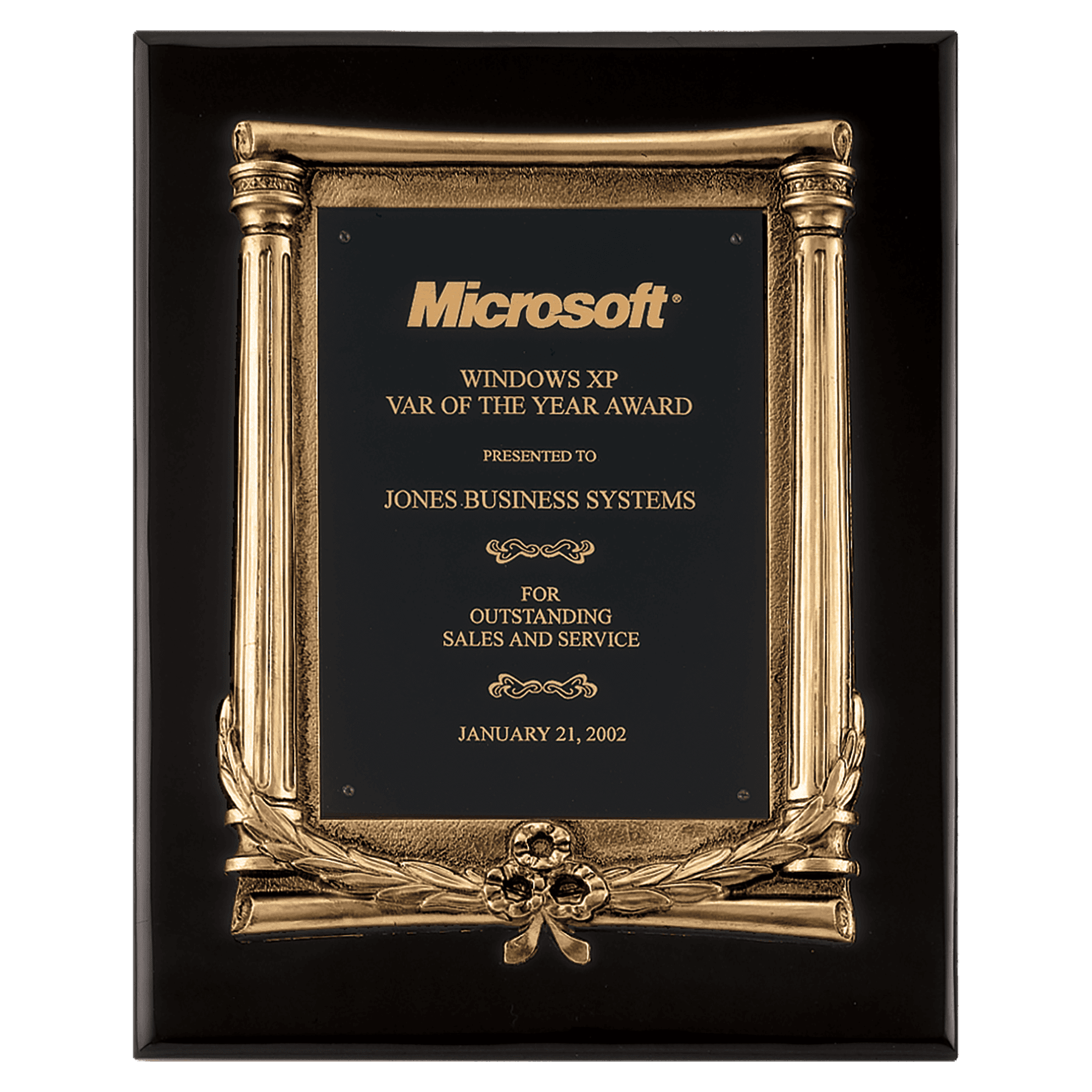 Black Piano Finish Plaque, Antique Bronze Frame Casting