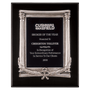 Black Piano Finish Plaque w/Silver Frame Cast & Black Plate