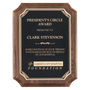 Walnut Piano Finish Plaque w/Gold Border Black Plate