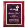 Rosewood Piano Finish Plaque w/Ruby Marble/Gold Design Plate