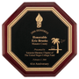 Octagonal Rosewood Piano Finish Plaque w/Florentine Plate