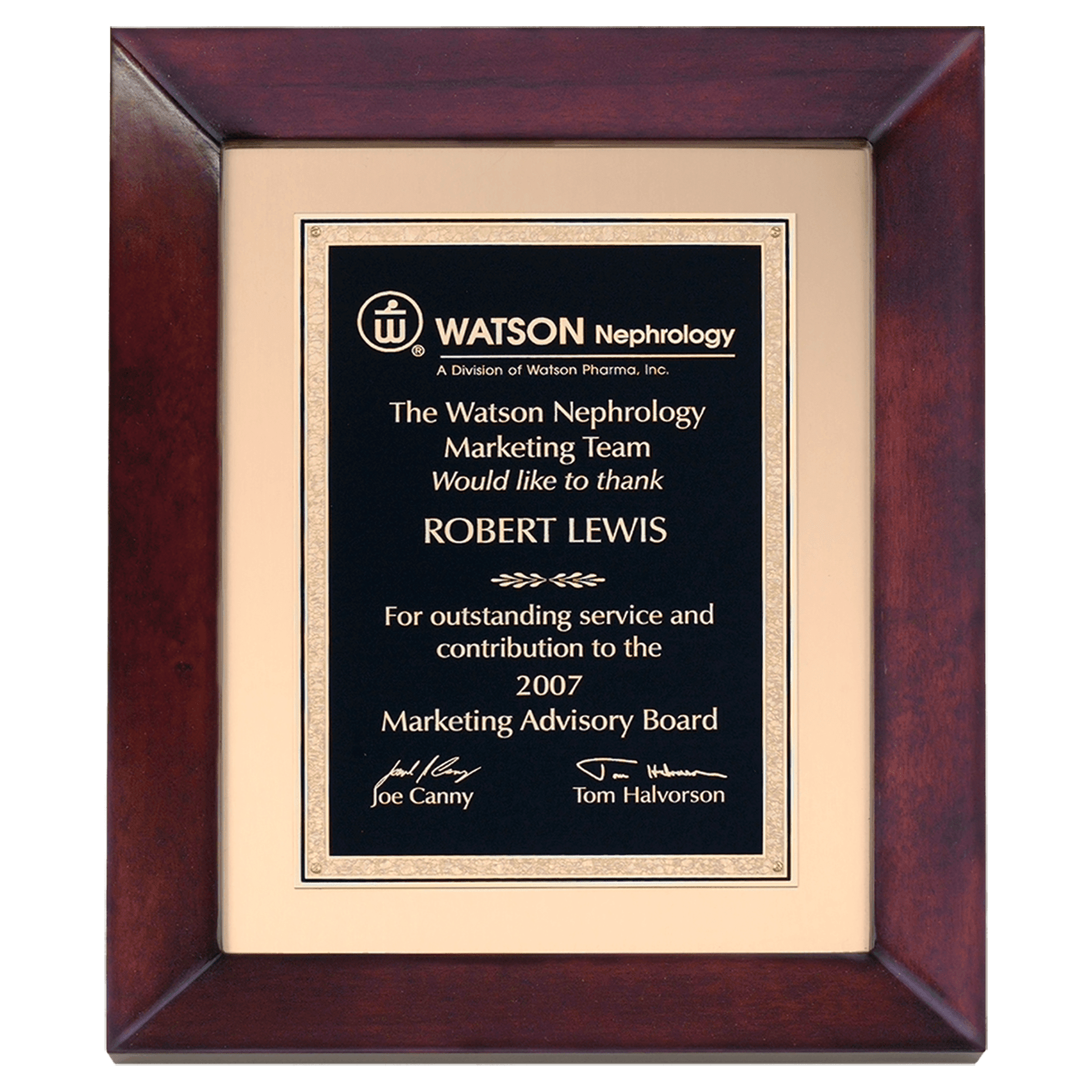 Cherry Finish Frame w/Gold Metal Background and Black Plate