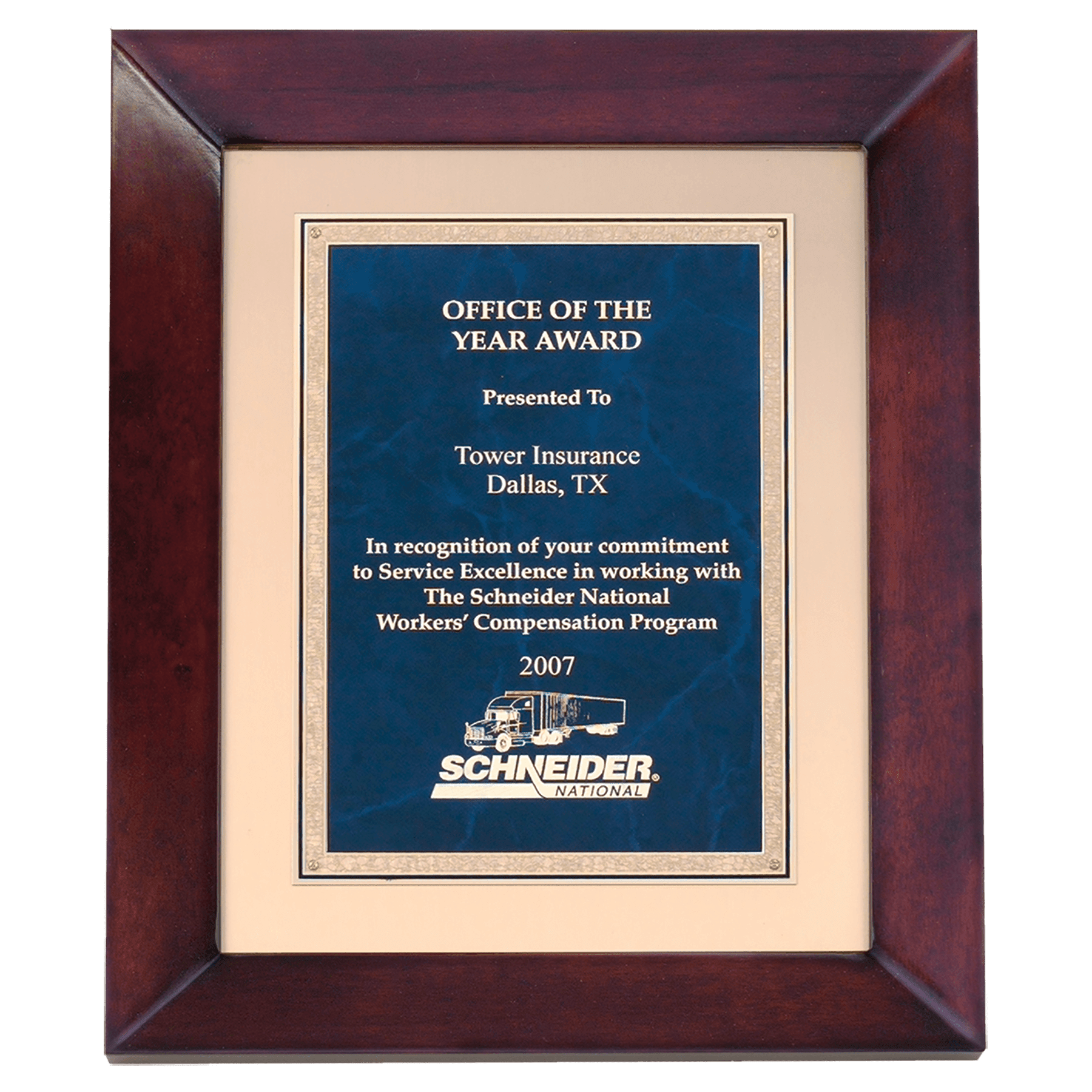Cherry Finish Frame w/Gold Metal Background and Marble Plate