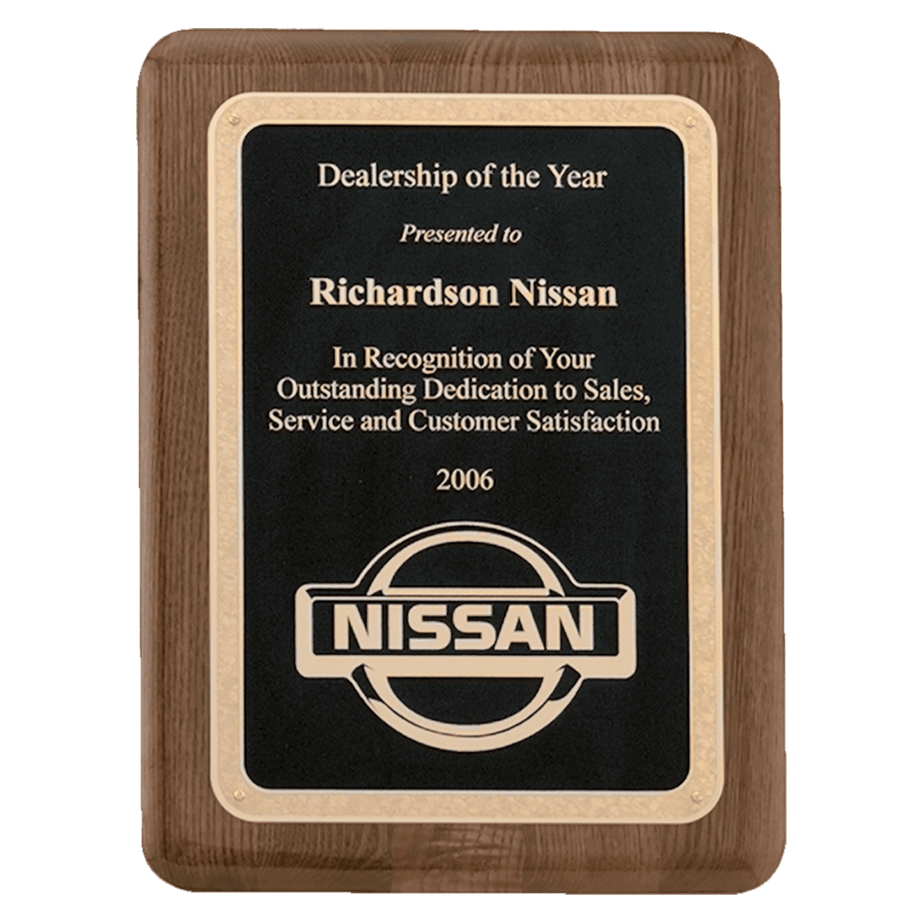 Walnut Piano Finish Plaque w/Textured Black Plate