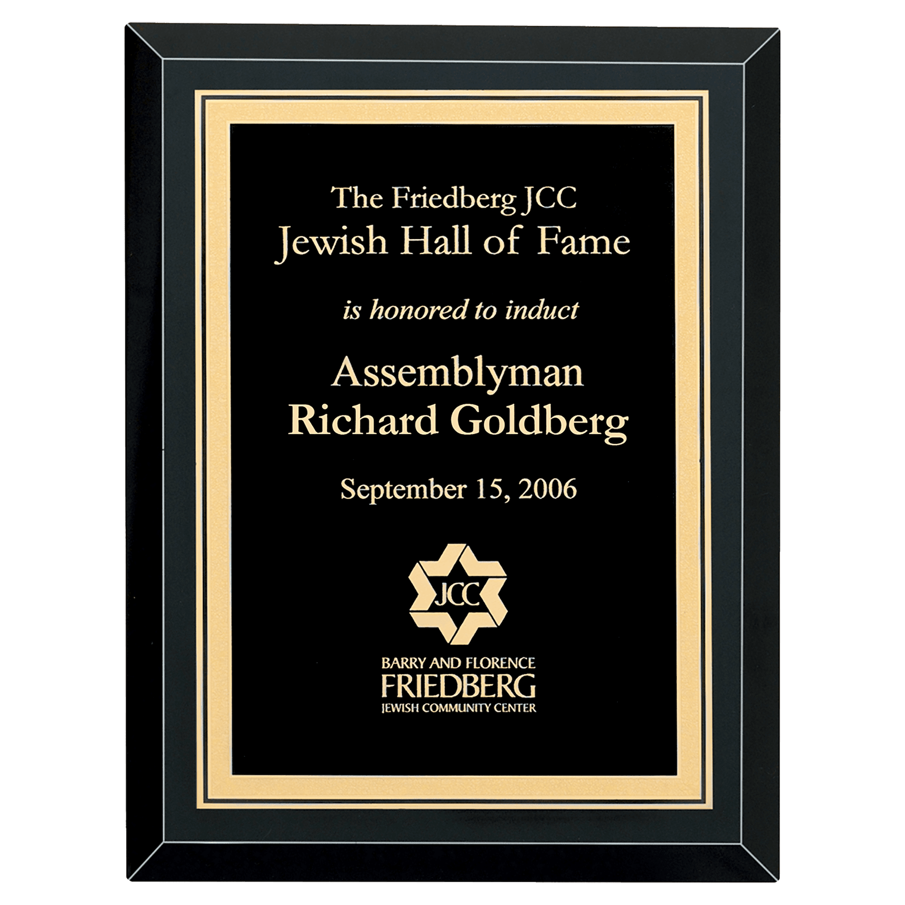 Premium Black Piano Finish Plaque w/Gold Border Plate