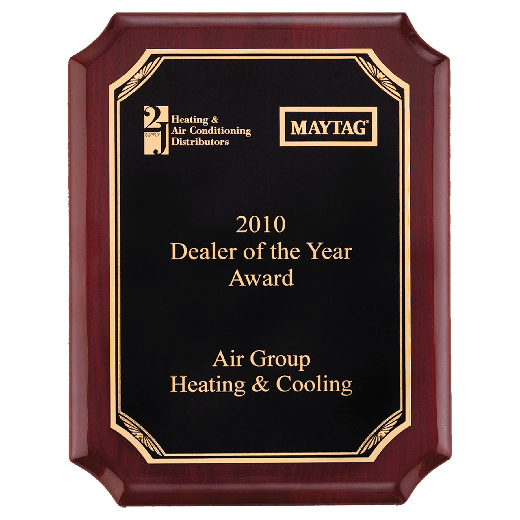 Rosewood Piano Finish Plaque w/Gold Border Black Plate