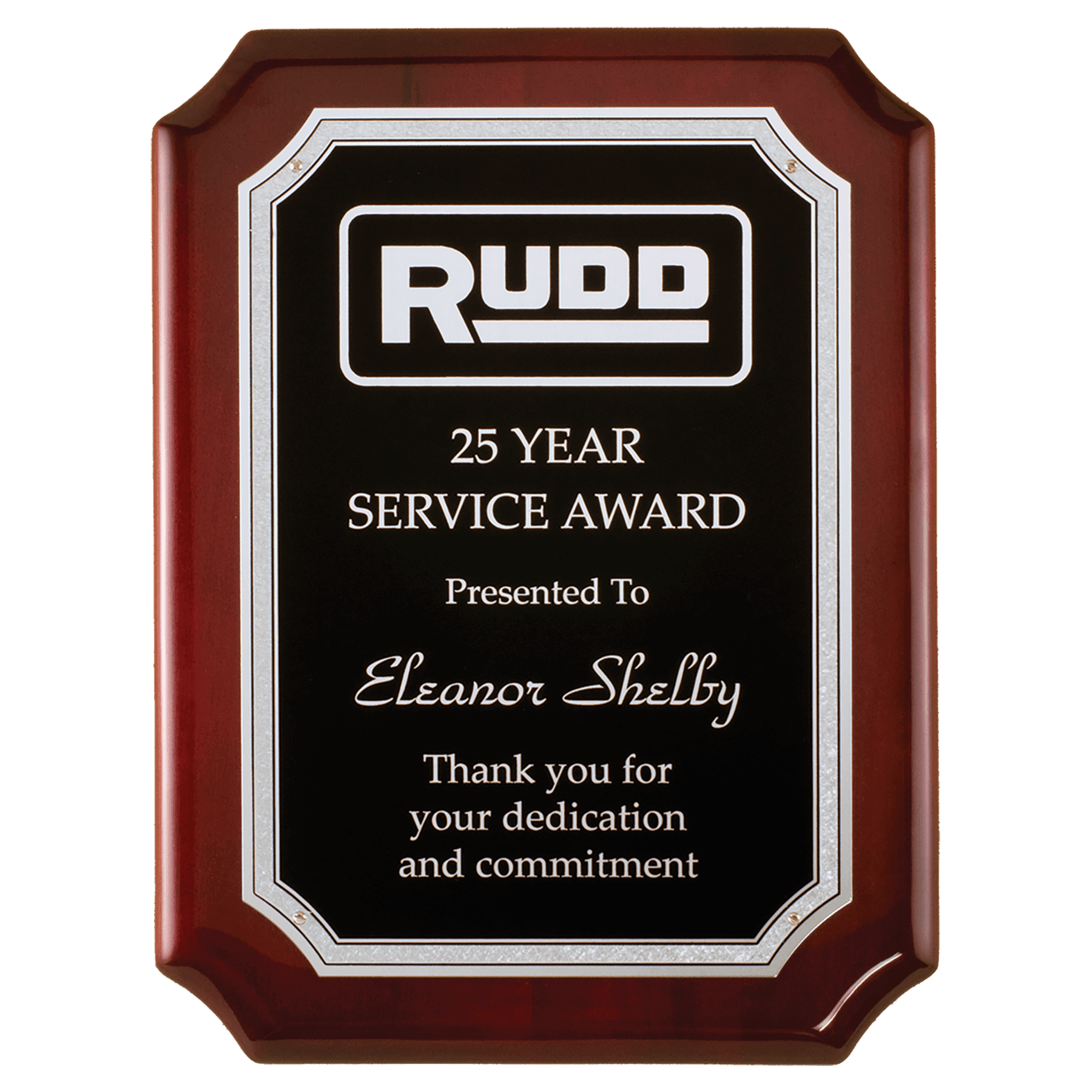 Rosewood High Gloss Scalloped Corner Plaque - PWR34