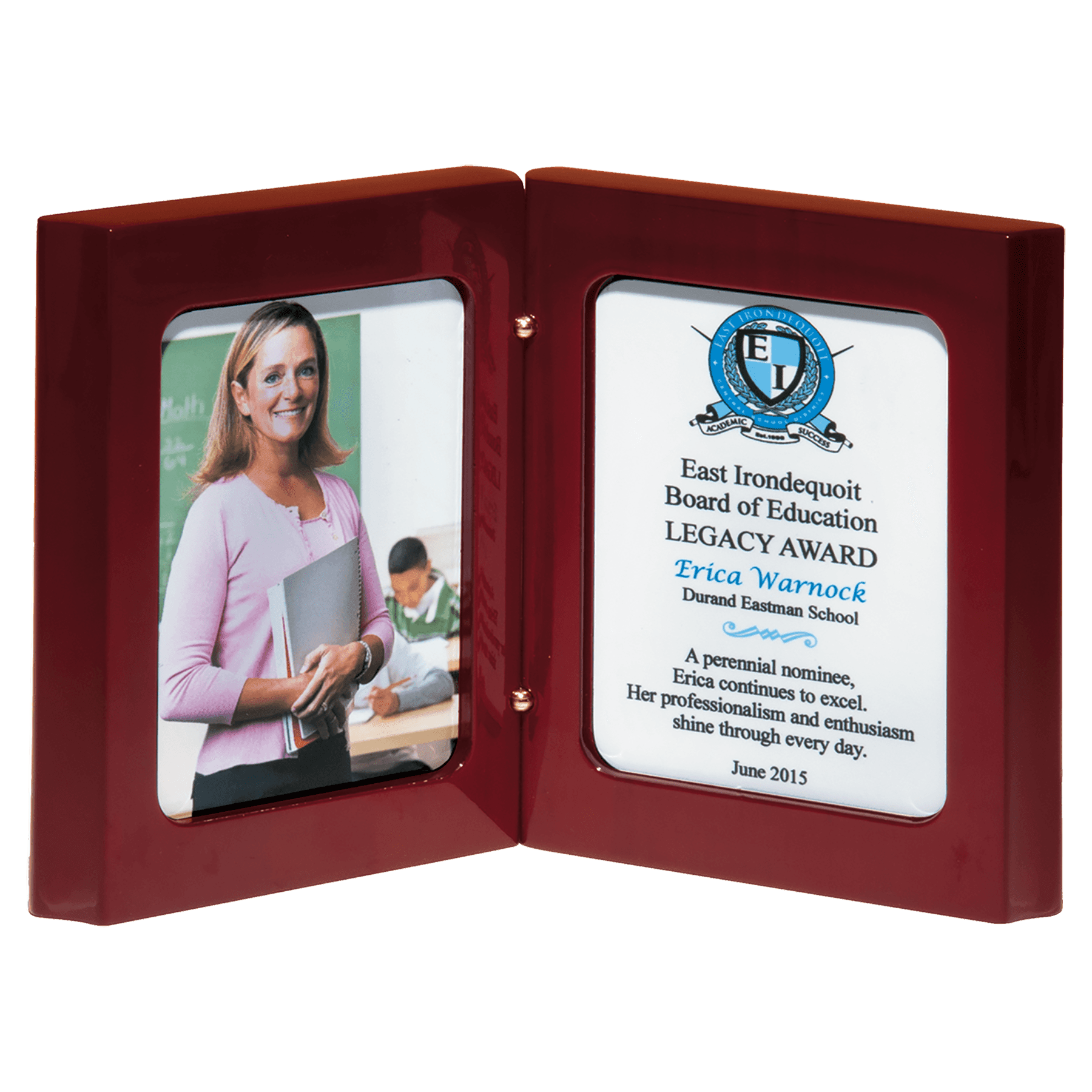 High Gloss Rosewood Book Award with Two Full Color Plates