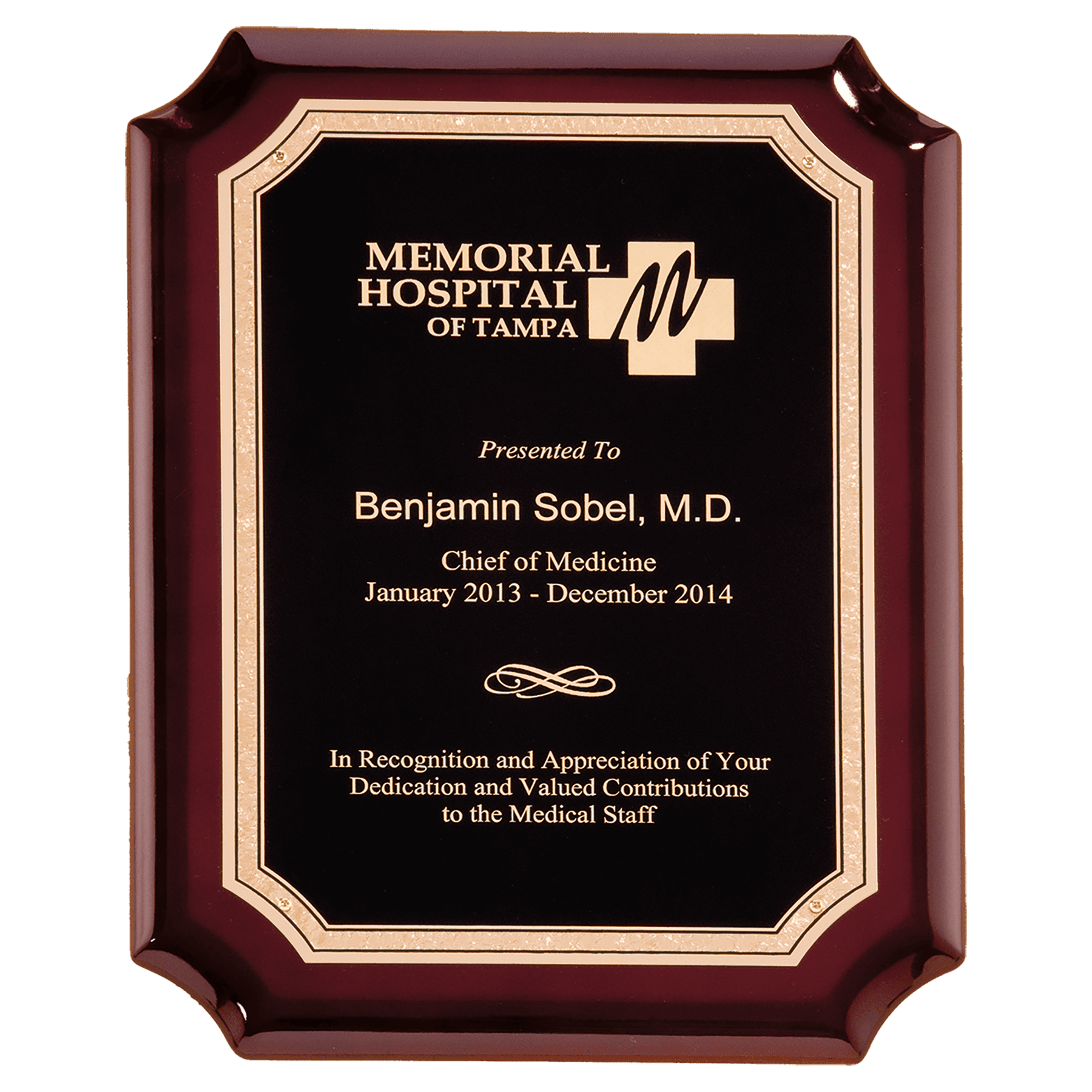 Rosewood High Gloss Scalloped Corner Plaque - PWR34