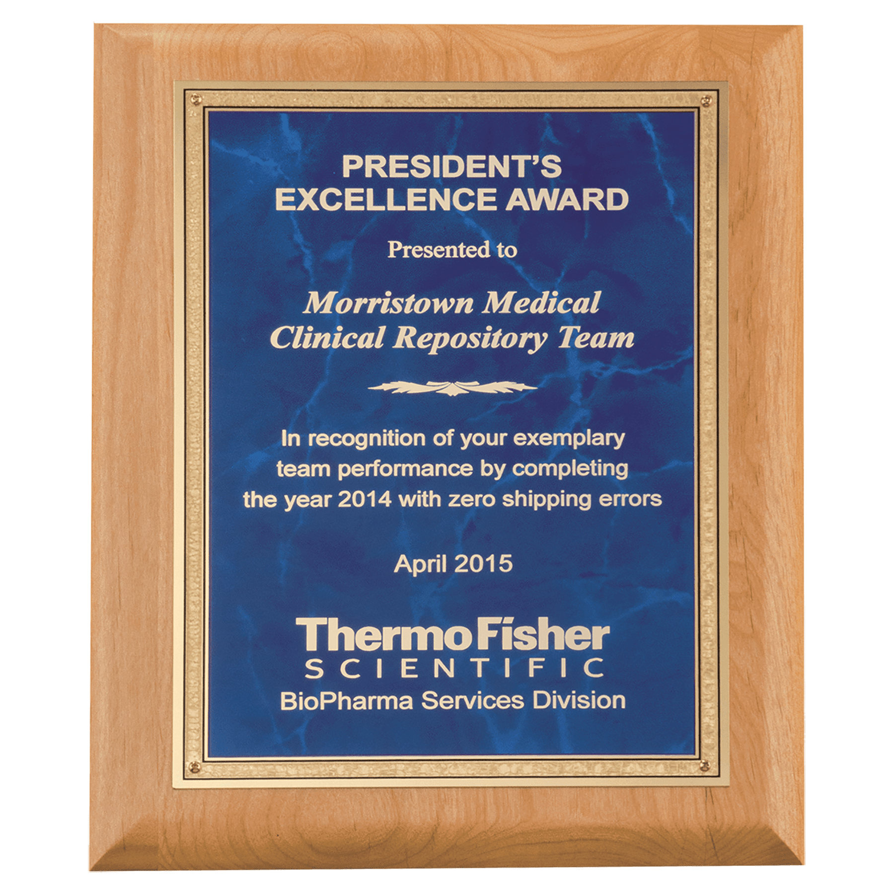 Natural Alder Wood Plaque w/Marble, Gold Bordered Plate