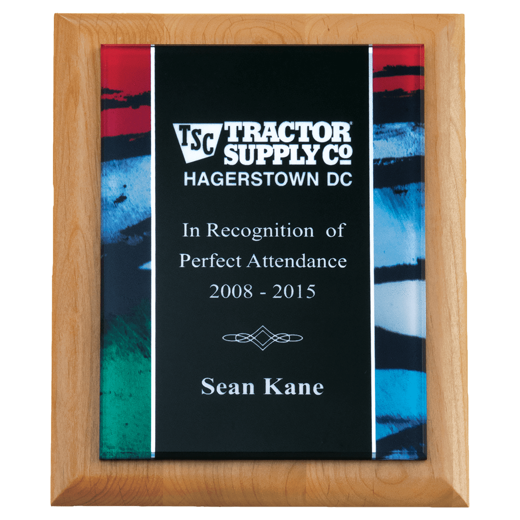 Natural Alder Plaque w/Stained Glass Border Acrylic Plate