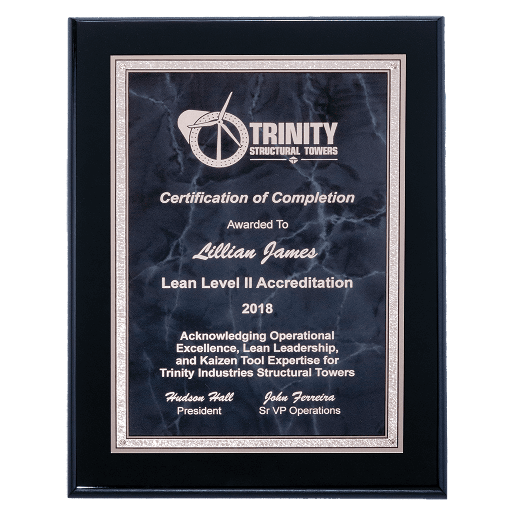 High Lustr Plaque with Silver Florentine Border Plate - PWBL15