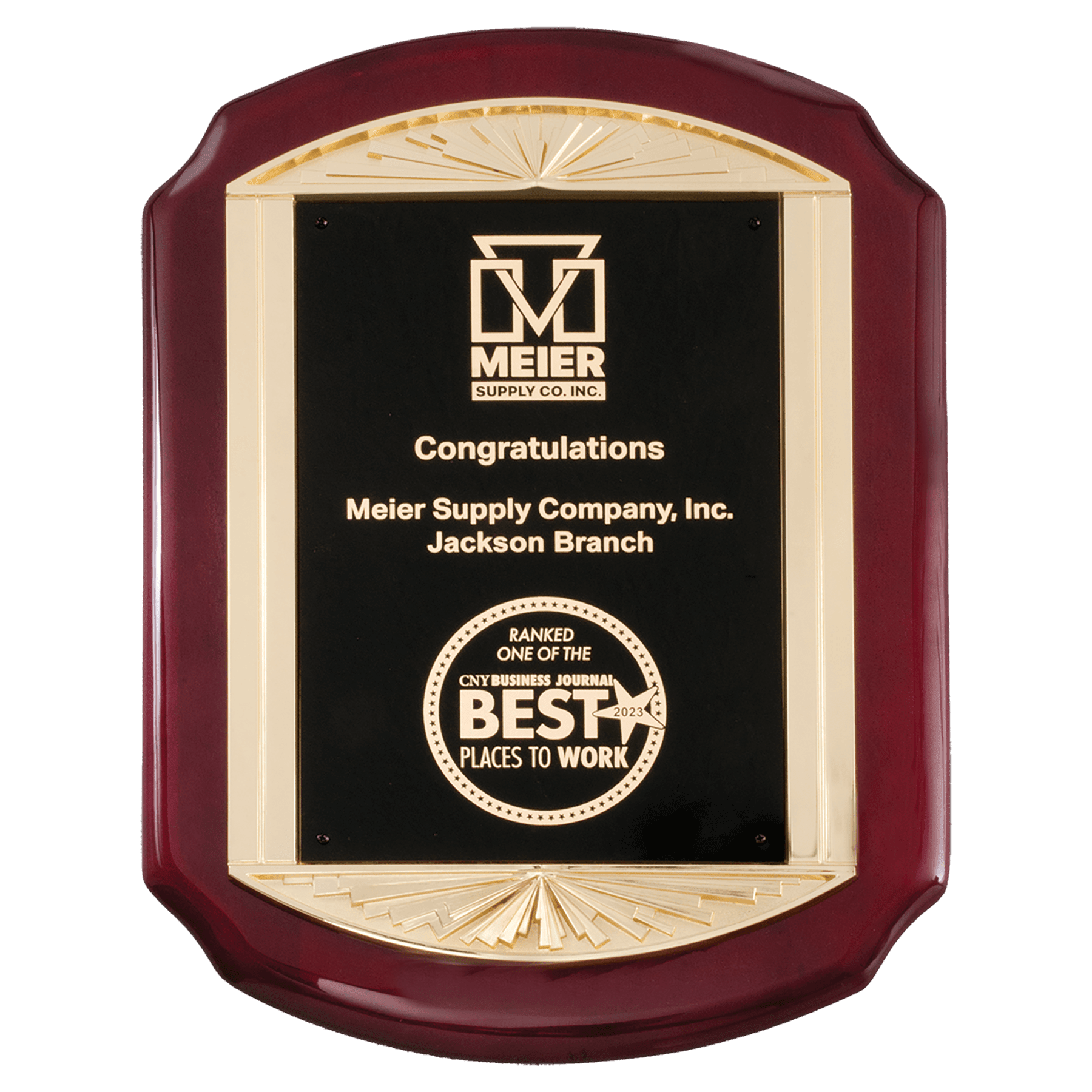 Rosewood Piano Finish Plaque w/Frame and Black Plate