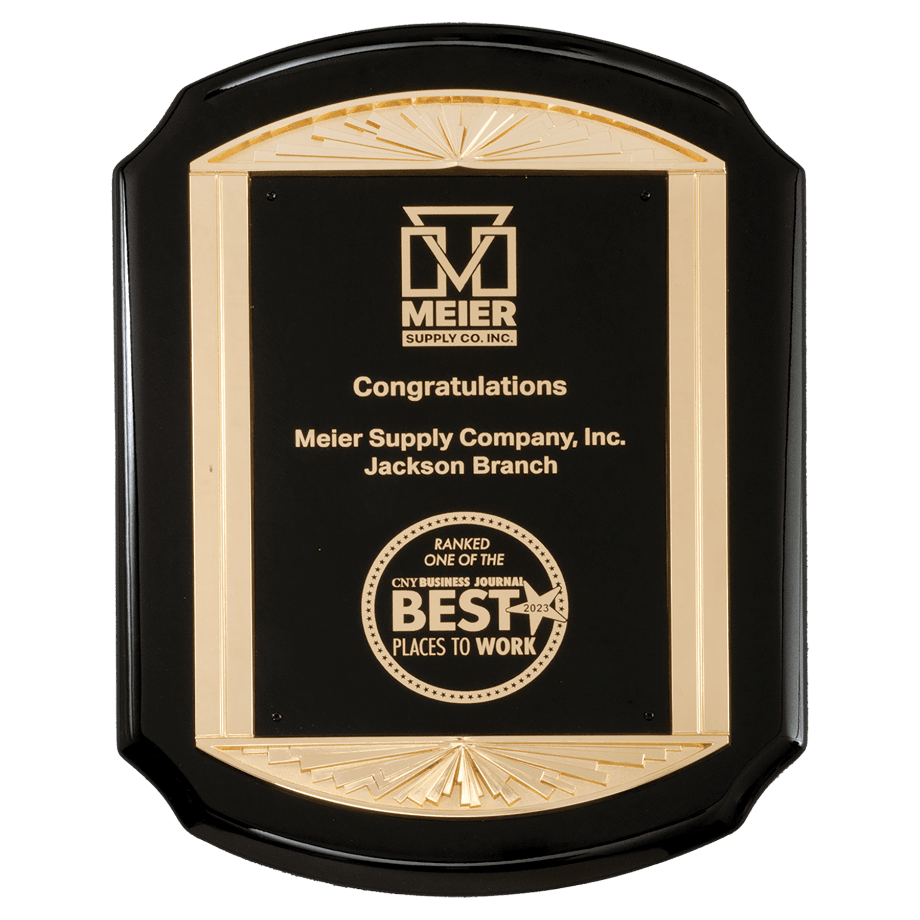 Black Piano Finish Plaque w/Frame and Black Plate