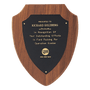 Black Gold Border Plate on American Walnut Shield Plaque