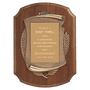 American Walnut Notch Corner Plaque w/Antique Bronze Scroll