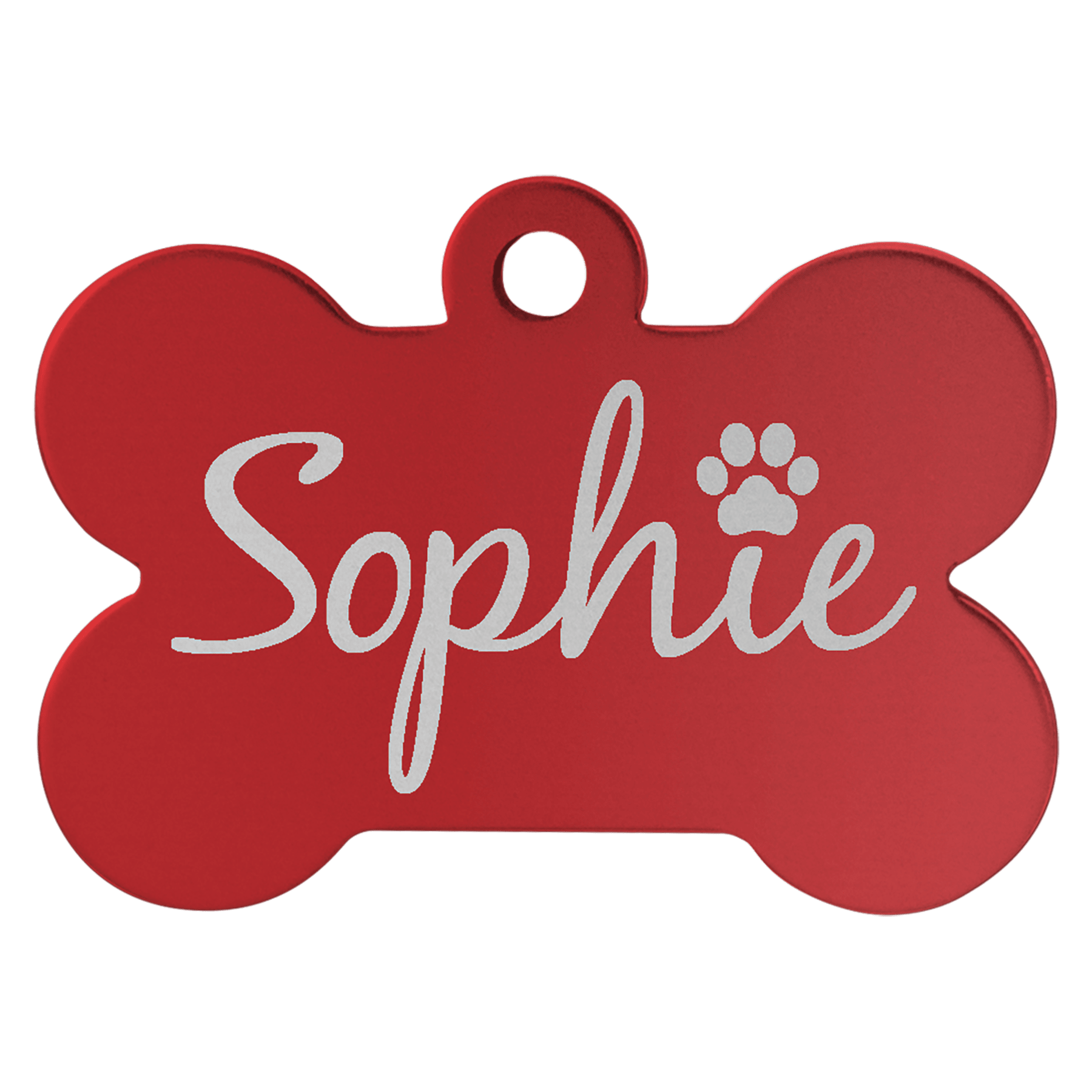 1.25" x.75" Red Anodized Aluminum Bone Pet Tag