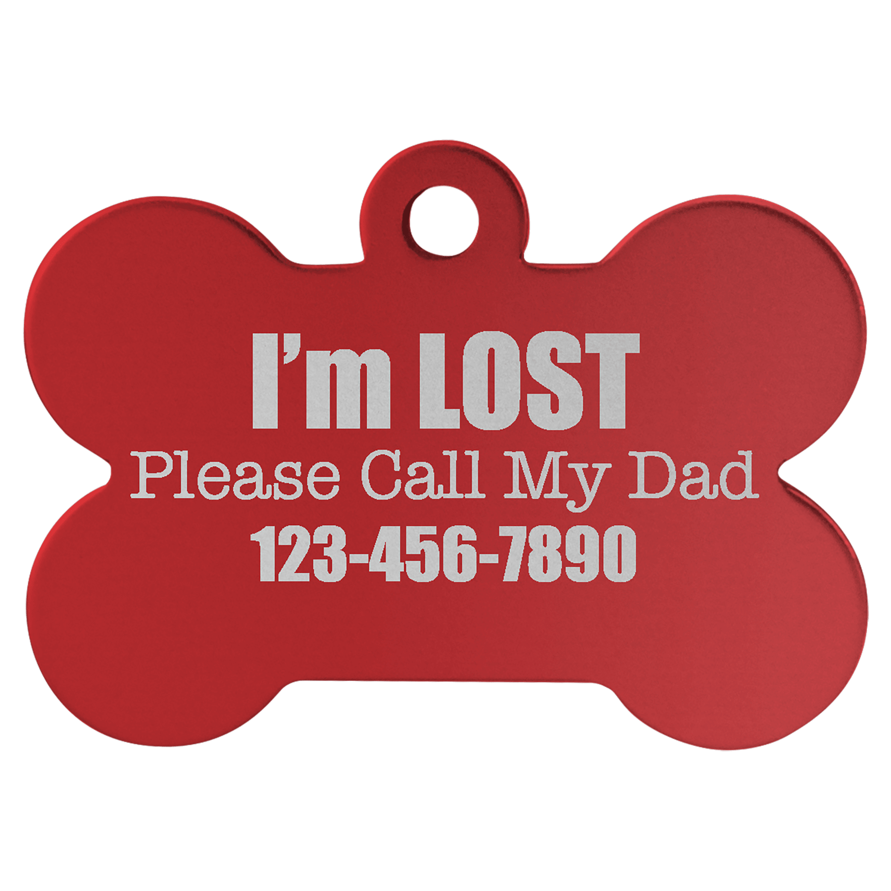 1.5" x 1" Red Anodized Aluminum Bone Pet Tag