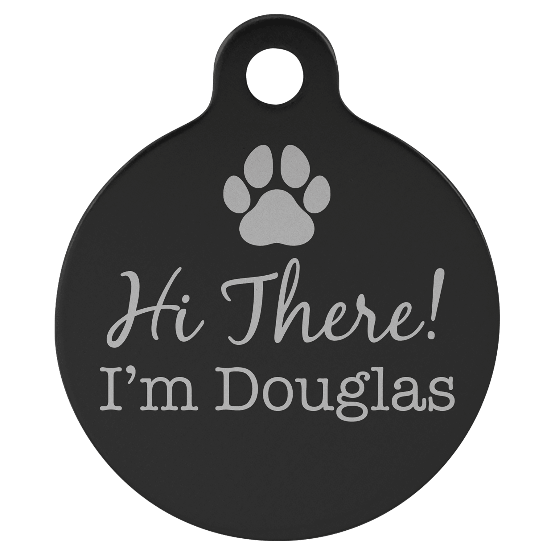 1.25" Black Anodized Aluminum Round Pet Tag with Tab