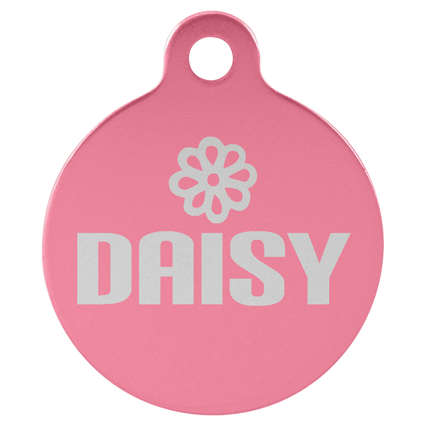 1.25" Pink Anodized Aluminum Round Pet Tag with Tab