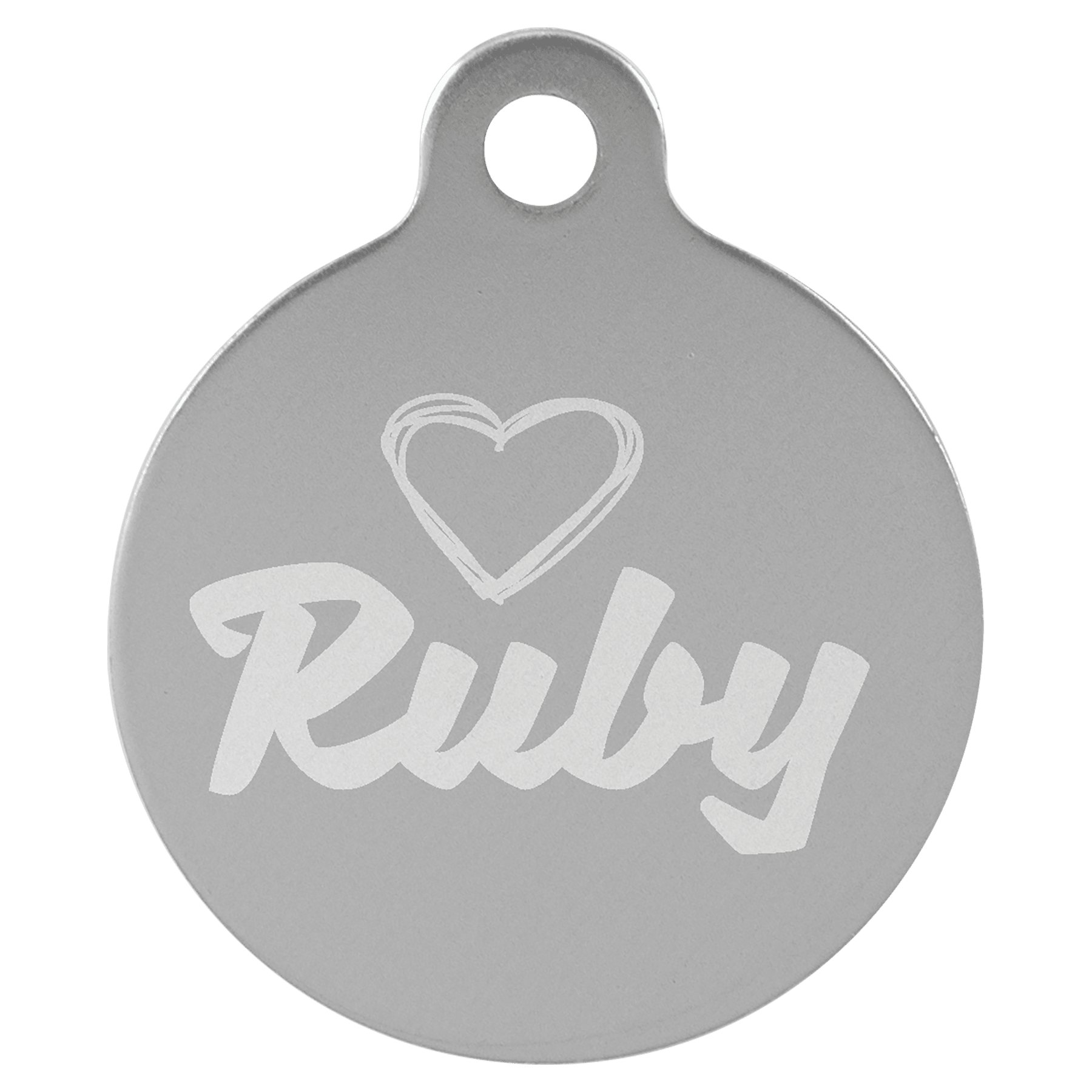 1.25" Silver Anodized Aluminum Round Pet Tag with Tab