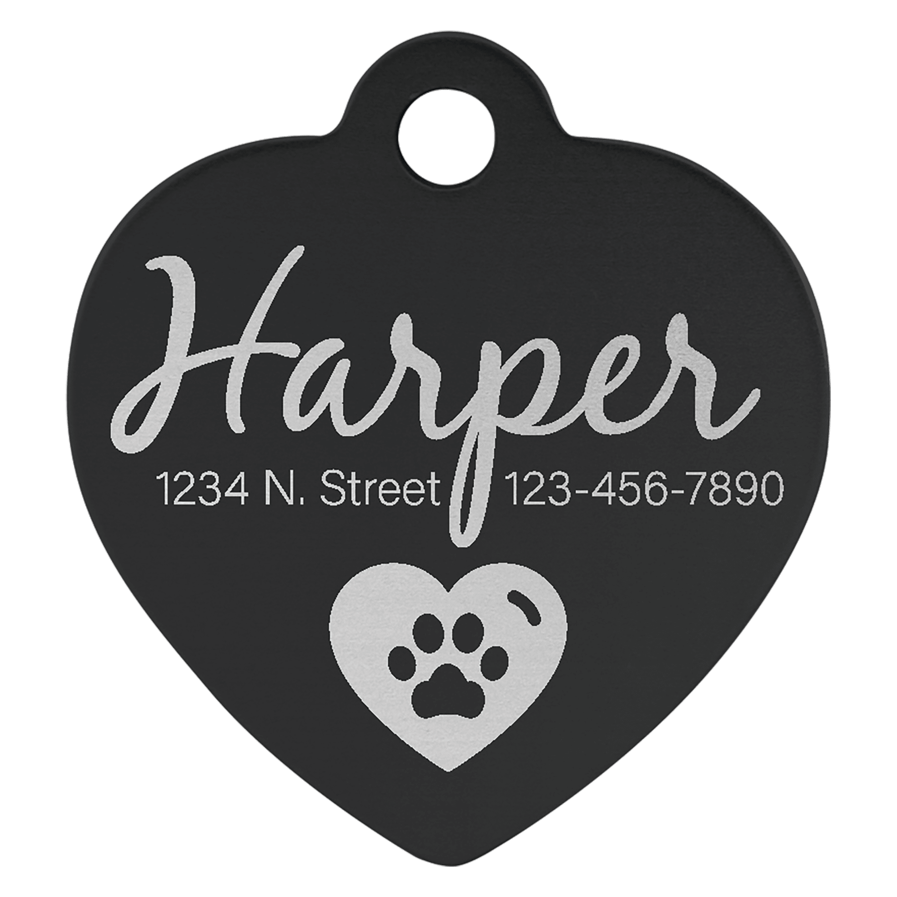 1" x 1" Black Anodized Aluminum Heart Pet Tag