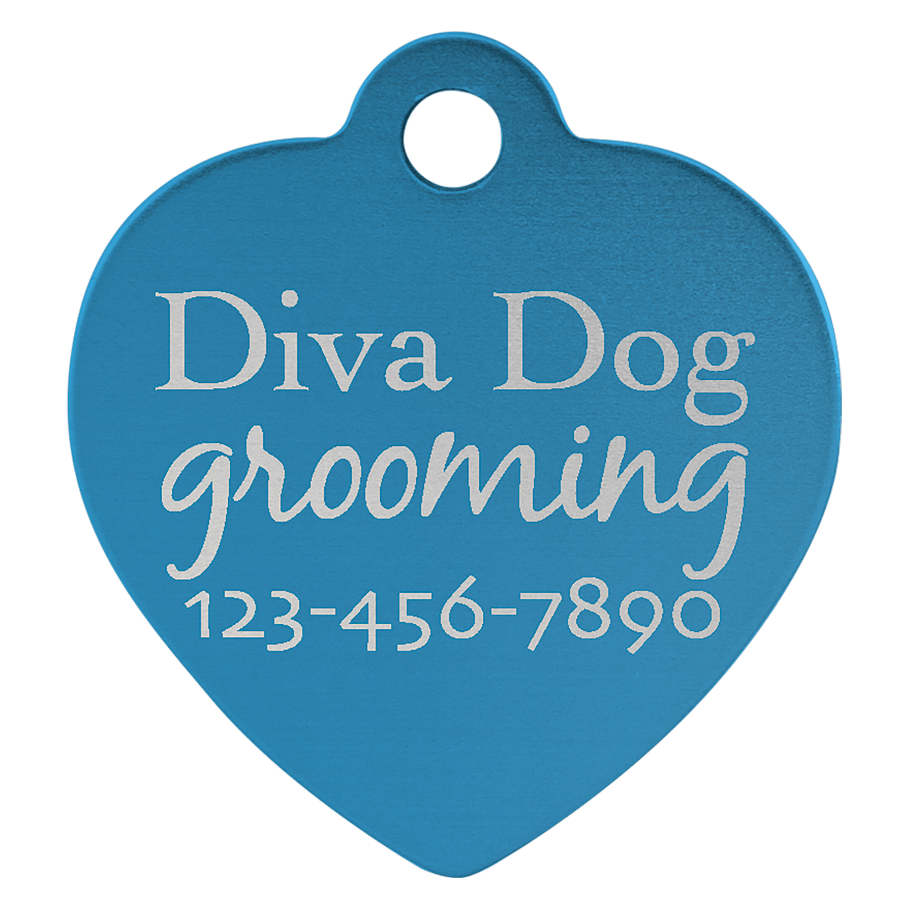 1" x 1" Blue Anodized Aluminum Heart Pet Tag